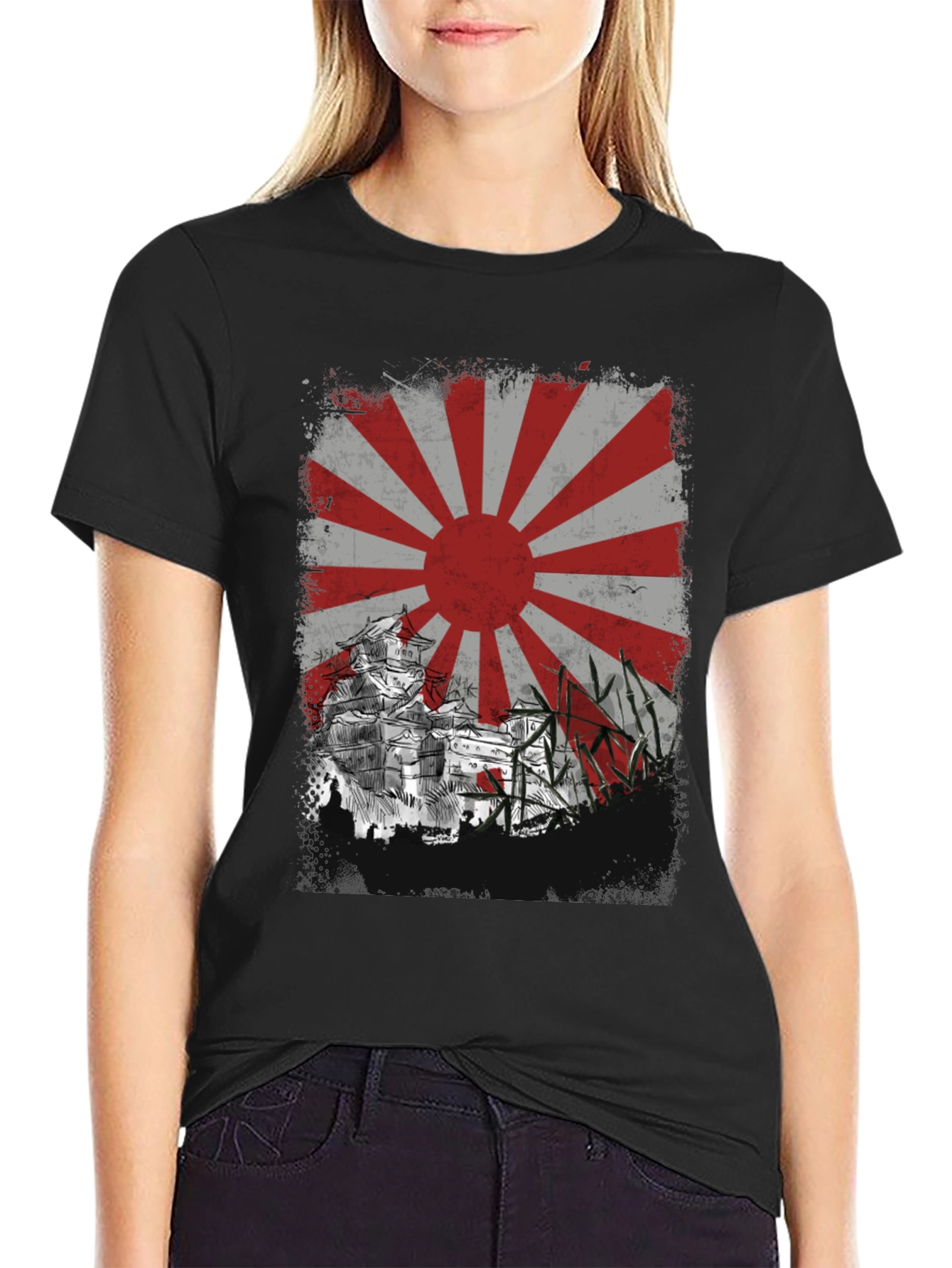 Rising Sun T-Shirt - Japanese Castle Design - 2
