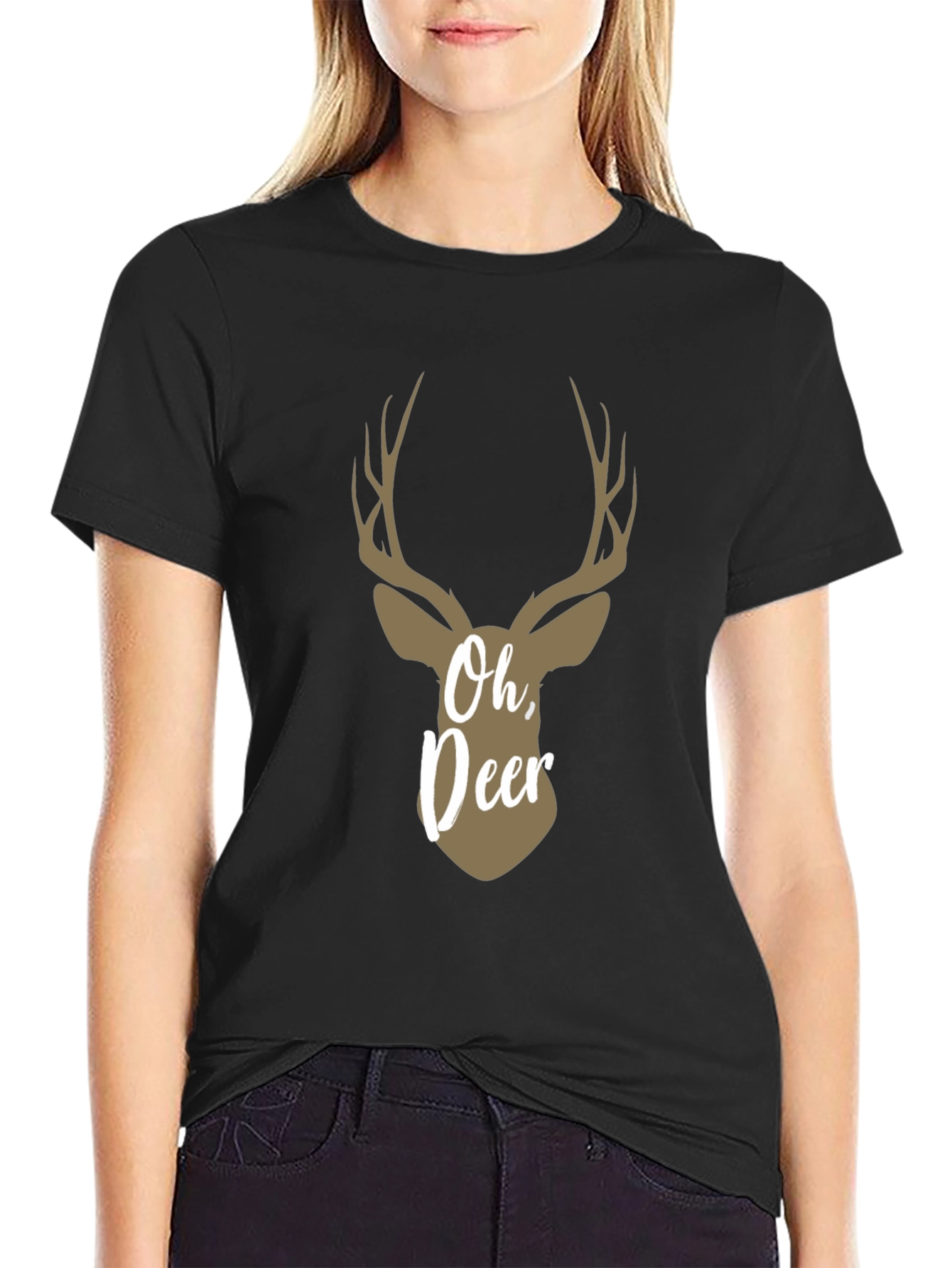 Oh, Deer! Graphic Print Crew Neck T-Shirt - 2