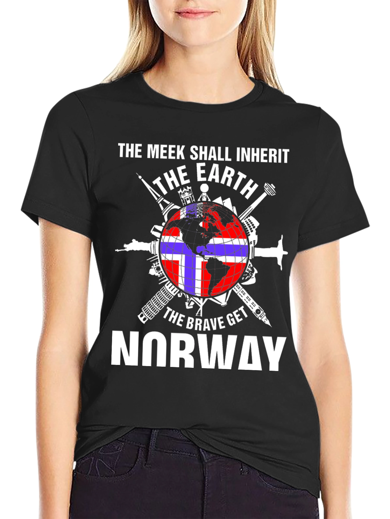 Black Meek Shall Inherit Earth, Brave Get Norway T-Shirt view 2
