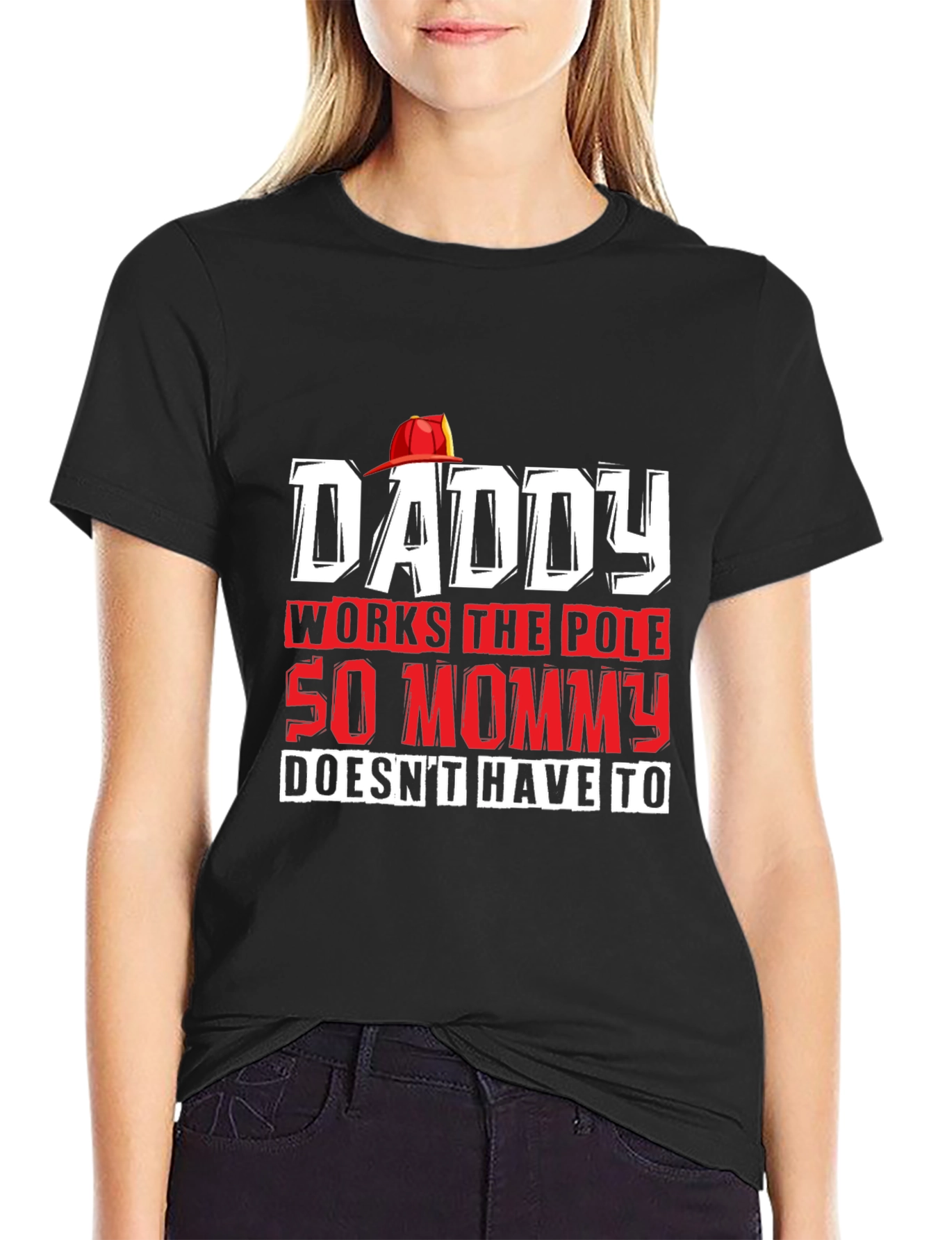 Black Daddy Works The Pole Funny Graphic T-Shirt view 2
