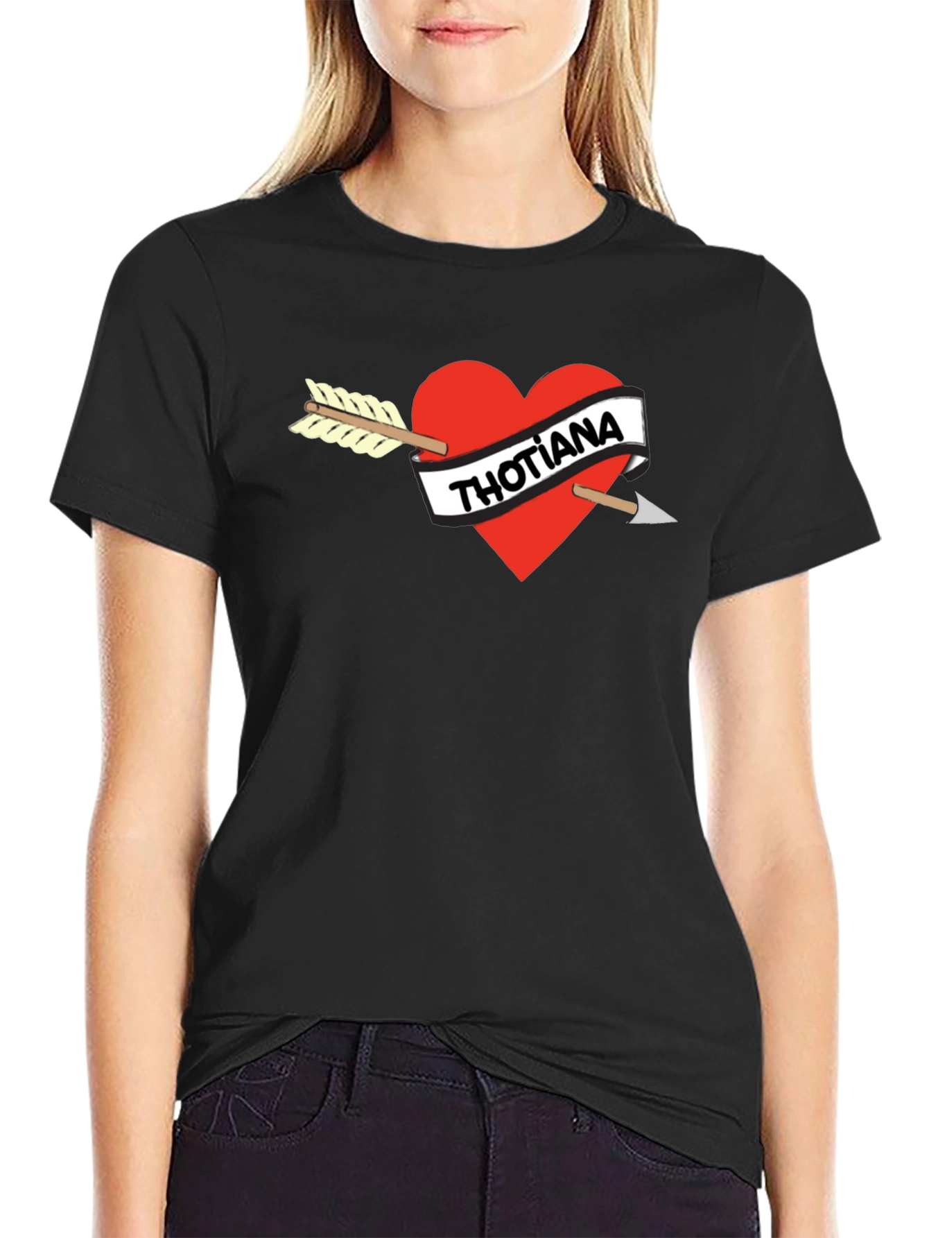 Black Thotiana Heart Arrow Graphic Tee - Unisex Black T-Shirt view 2