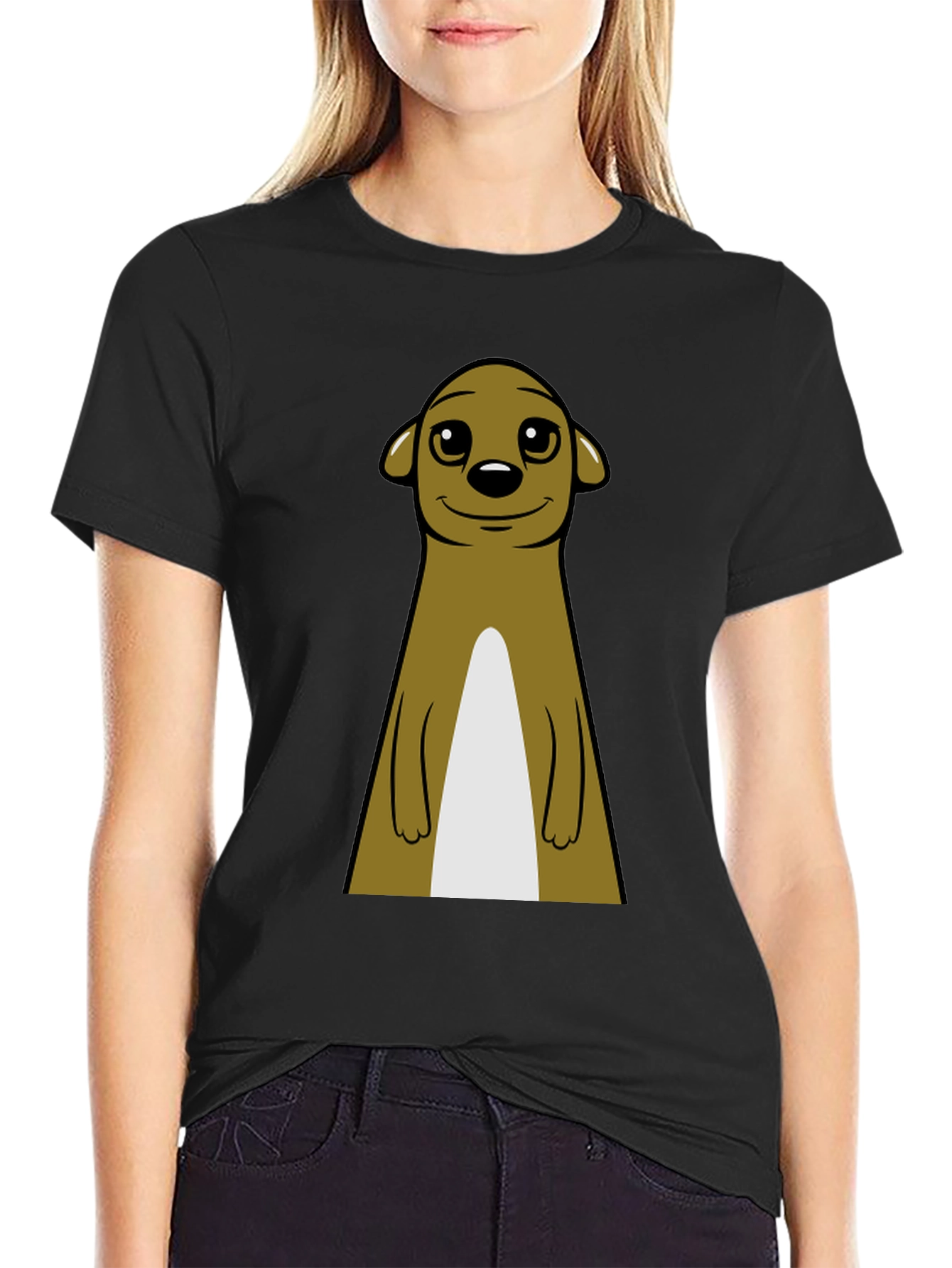 Black Meerkat Graphic Tee - Classic Crew Neck view 2