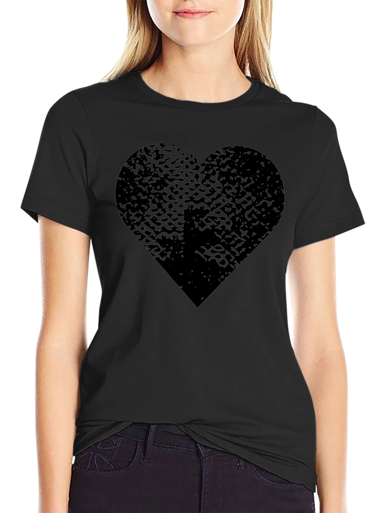 Black Black Heart Graphic Tee - Trendy Casual Wear view 2
