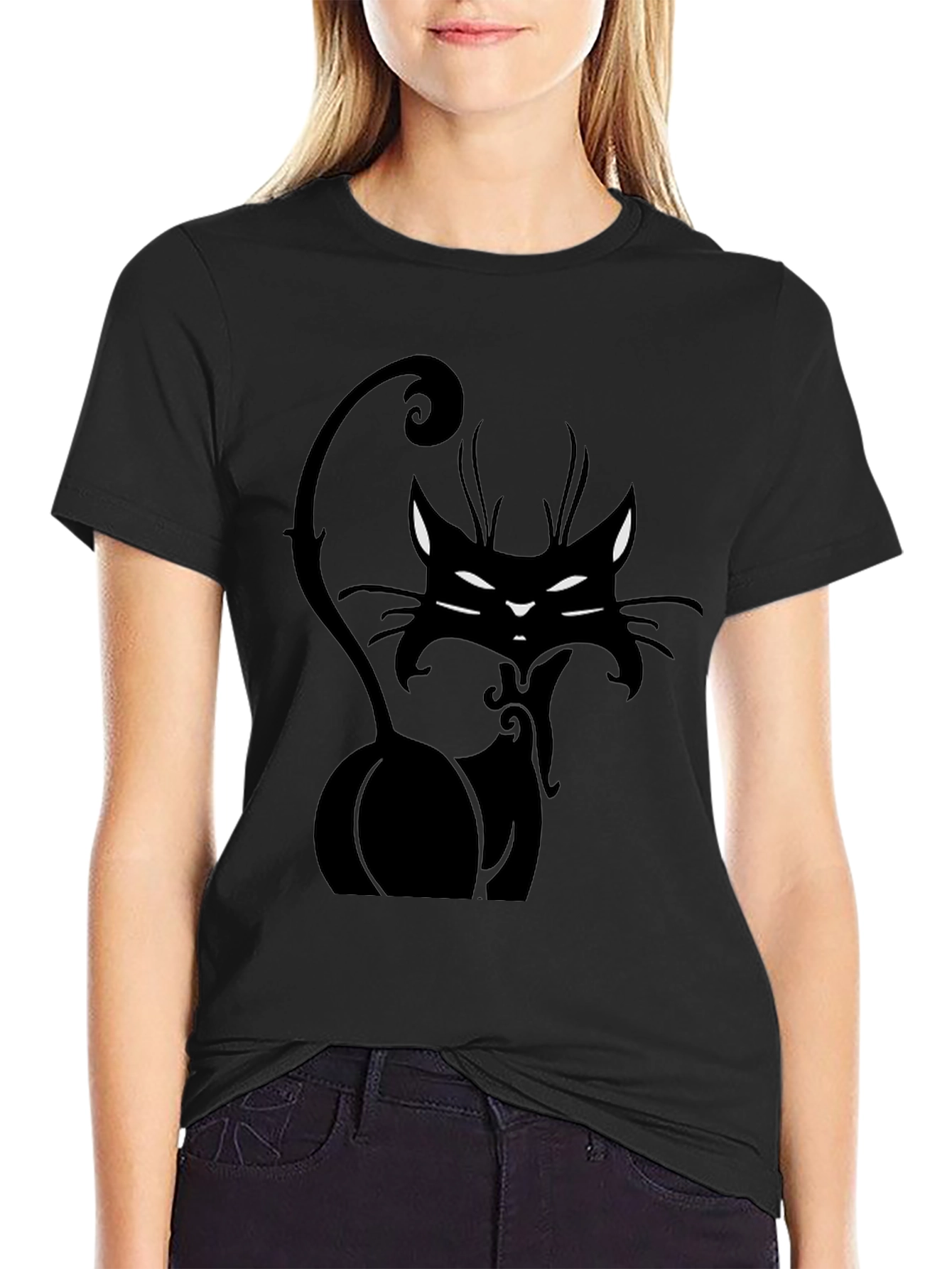 Black Black Cat Graphic Tee - Stylish Men's T-Shirt view 2