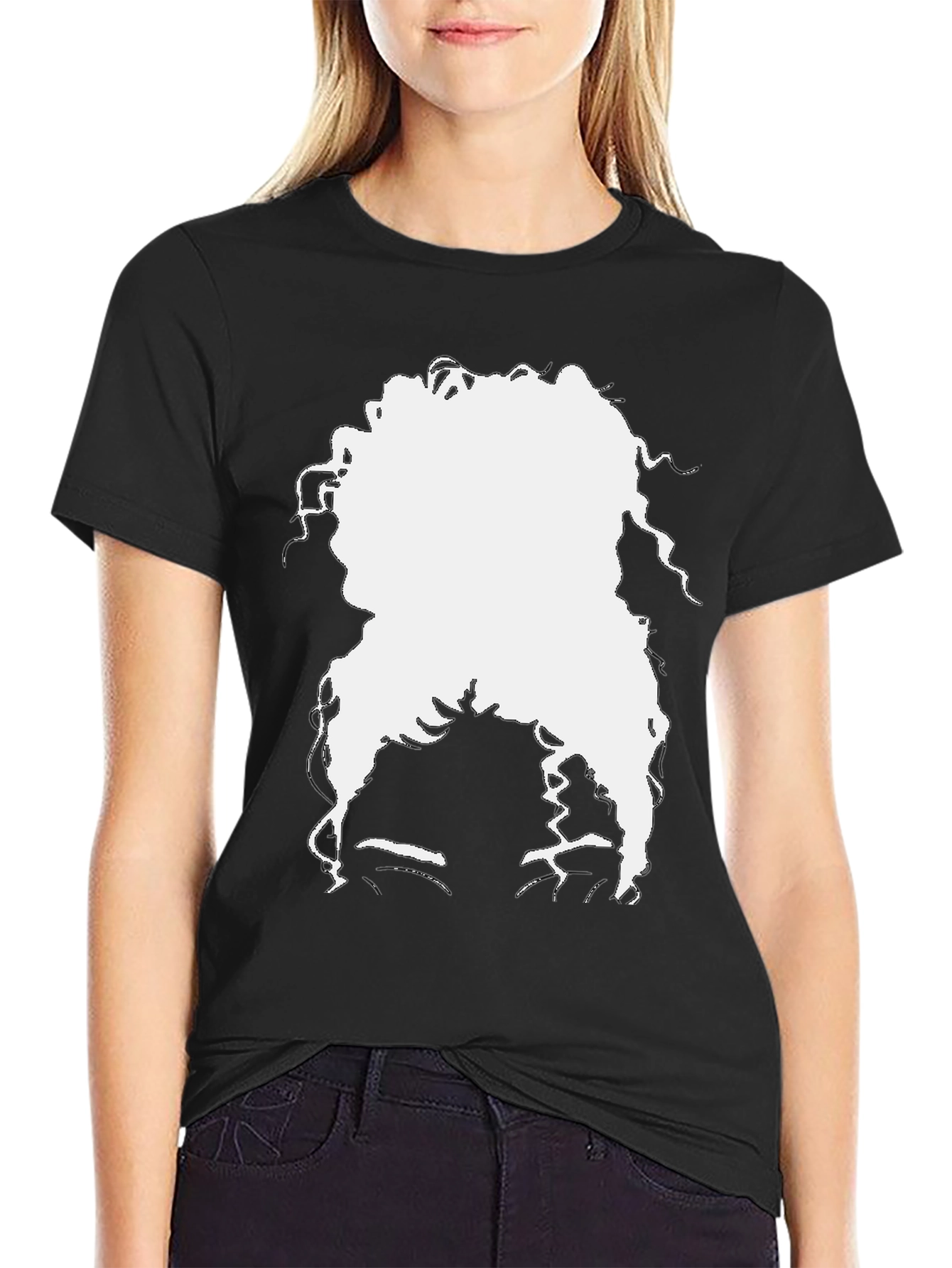 Black Silhouette Afro T-Shirt - Black Casual Tee view 2