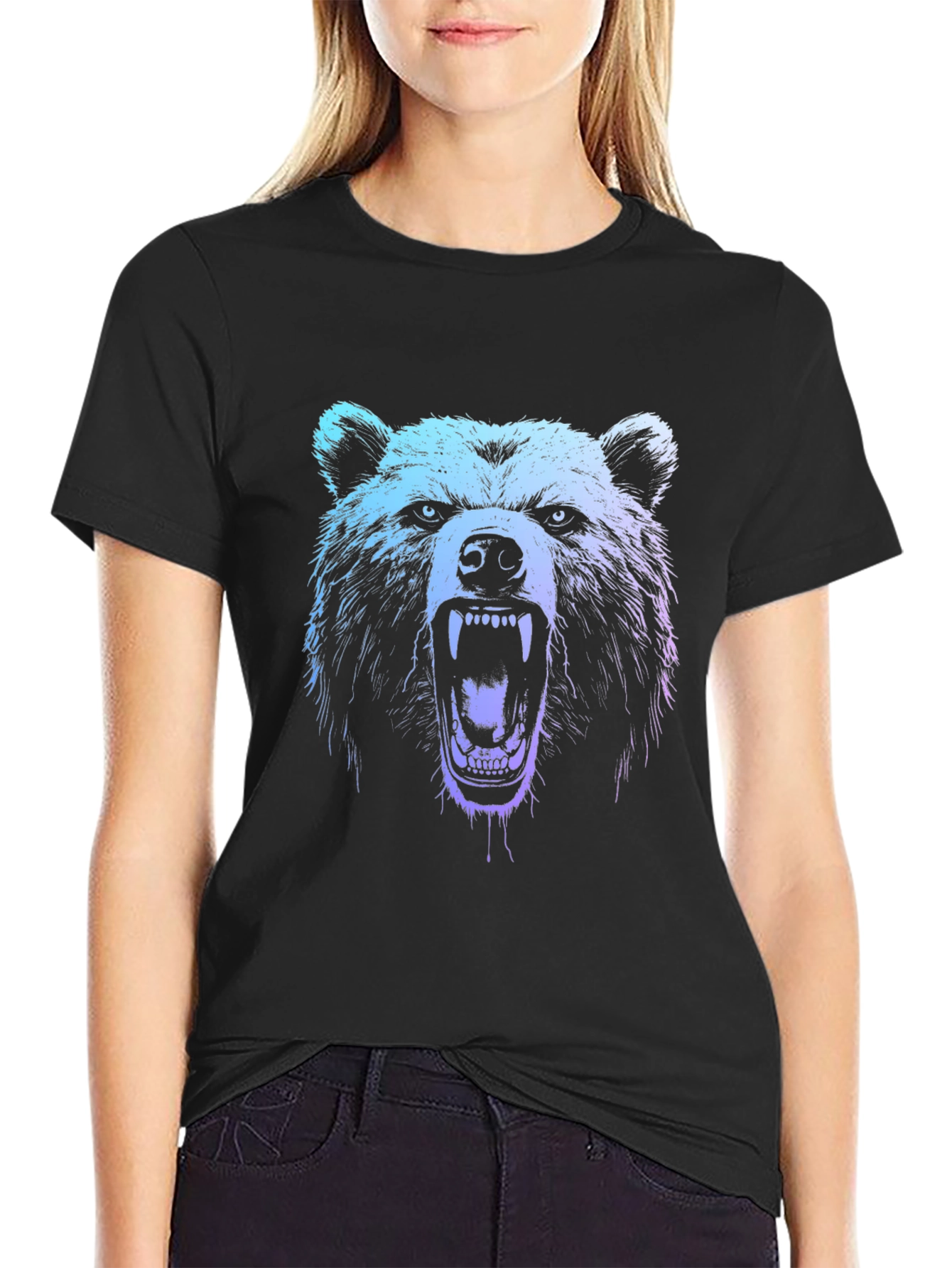 Black Men's Bear Graphic T-Shirt - Black view 2
