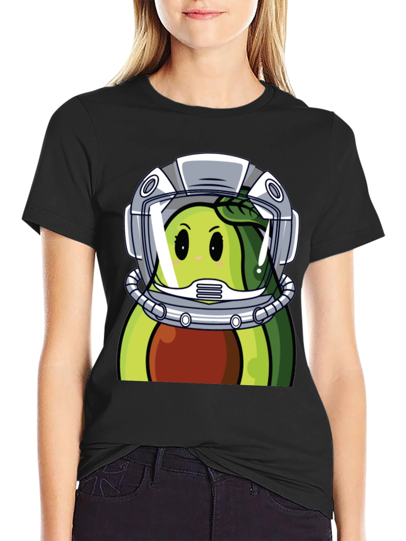Black Avocado Astronaut Graphic Tee - Unique Black T-Shirt view 2