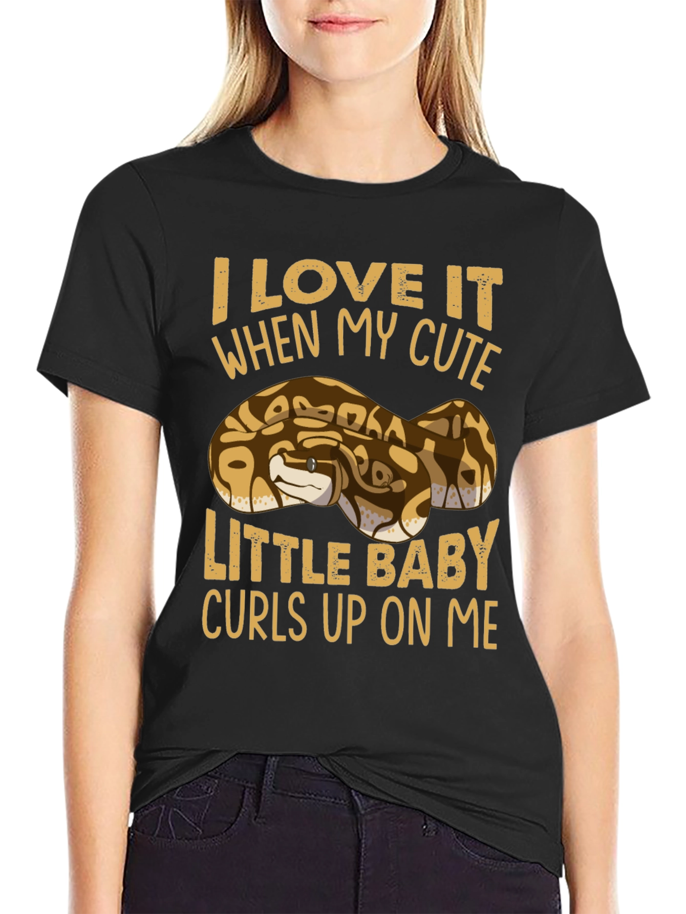 Black Cute Ball Python T-Shirt view 2