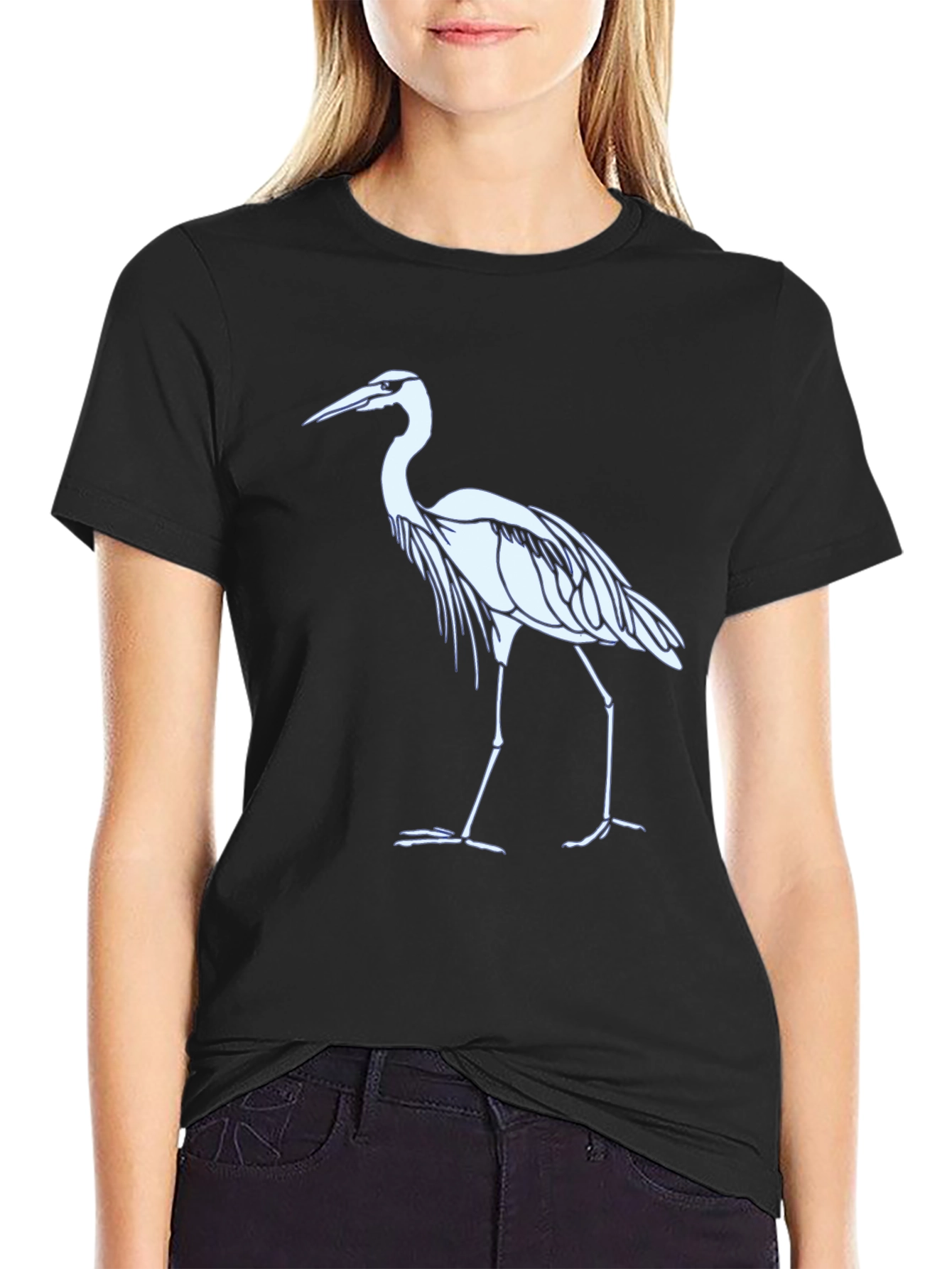 Black Heron Graphic Tee - Black Cotton Blend T-Shirt view 2