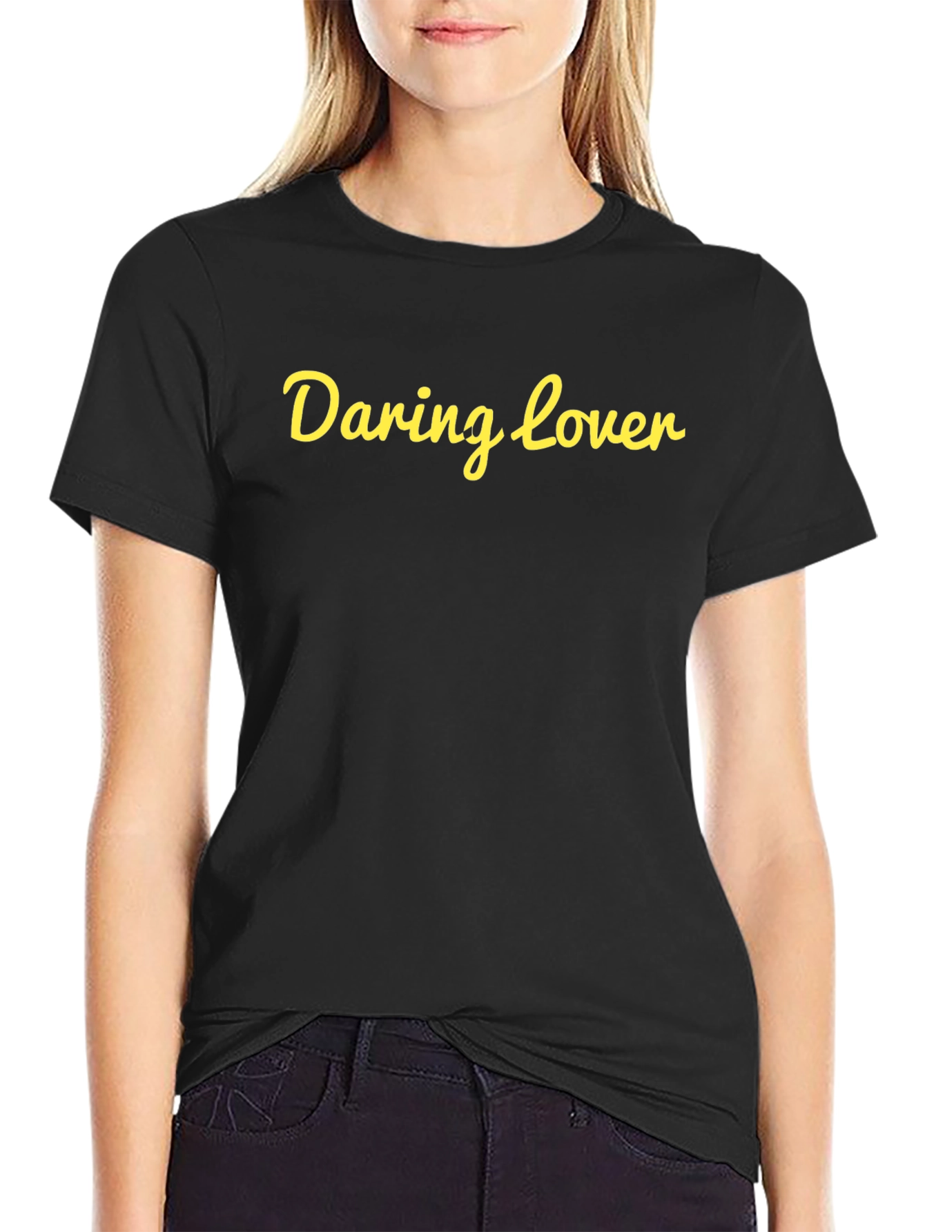 Black Daring Lover Graphic Tee - Stylish Black Cotton T-Shirt view 2