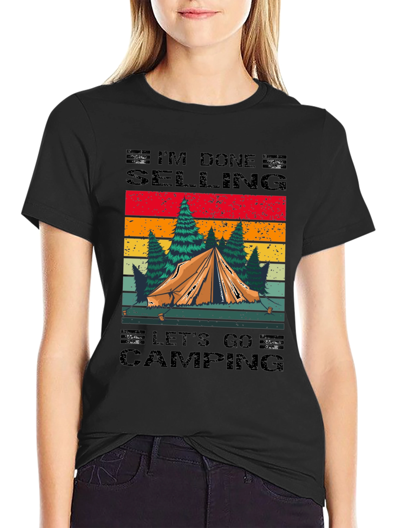 Black Camping T-Shirt: I'm Done Selling, Let's Go Camping! view 2