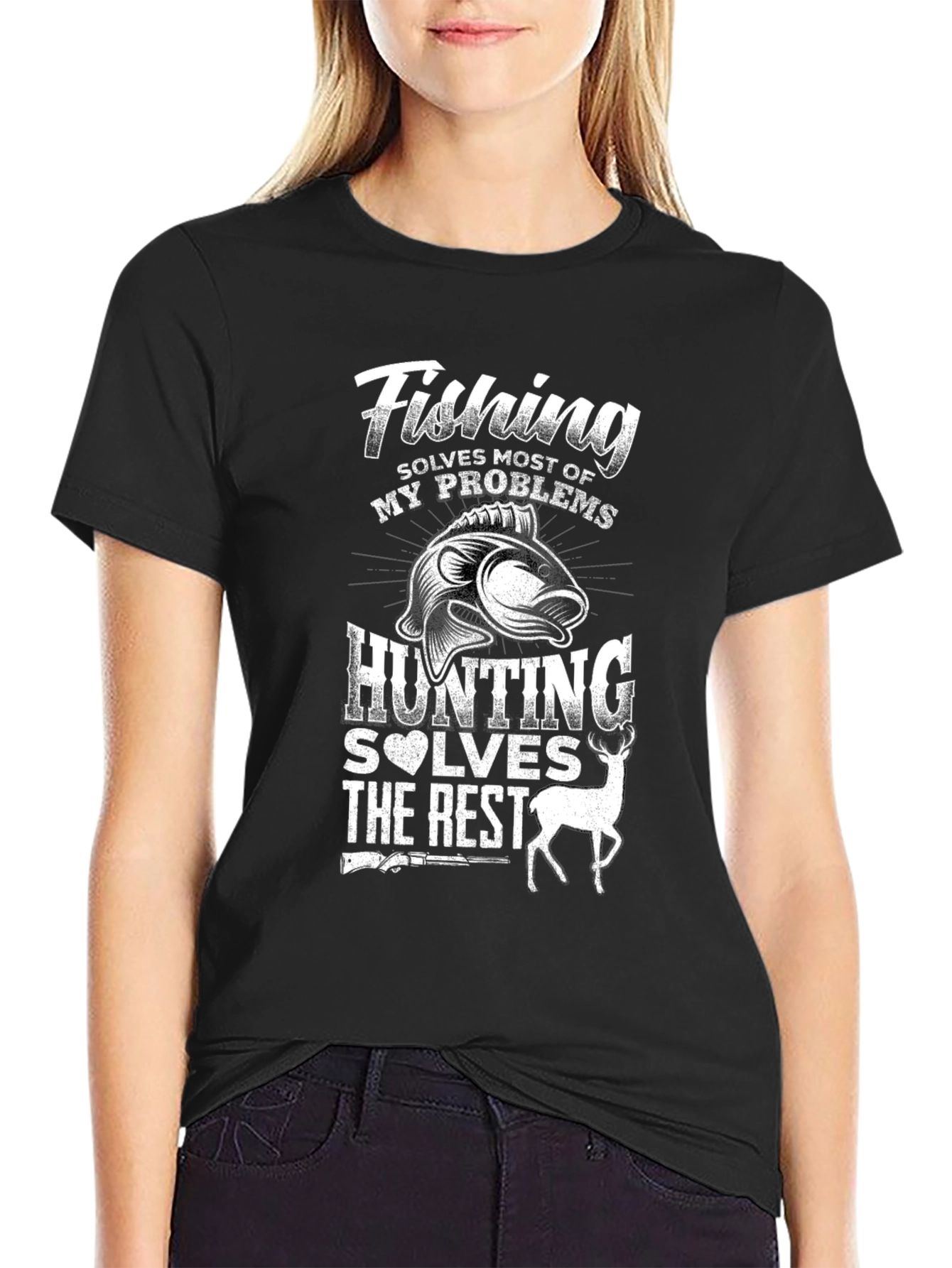 Black Fishing and Hunting T-Shirt view 2