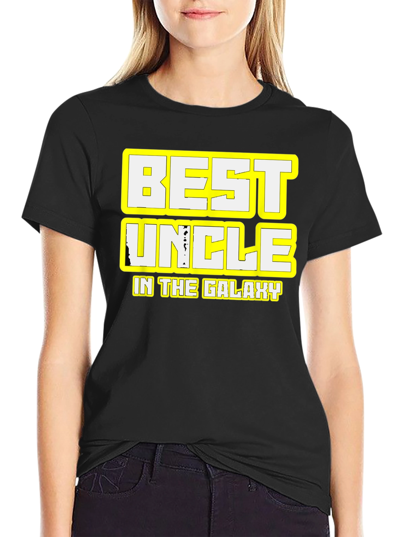 Black Best Uncle in the Galaxy T-Shirt view 2