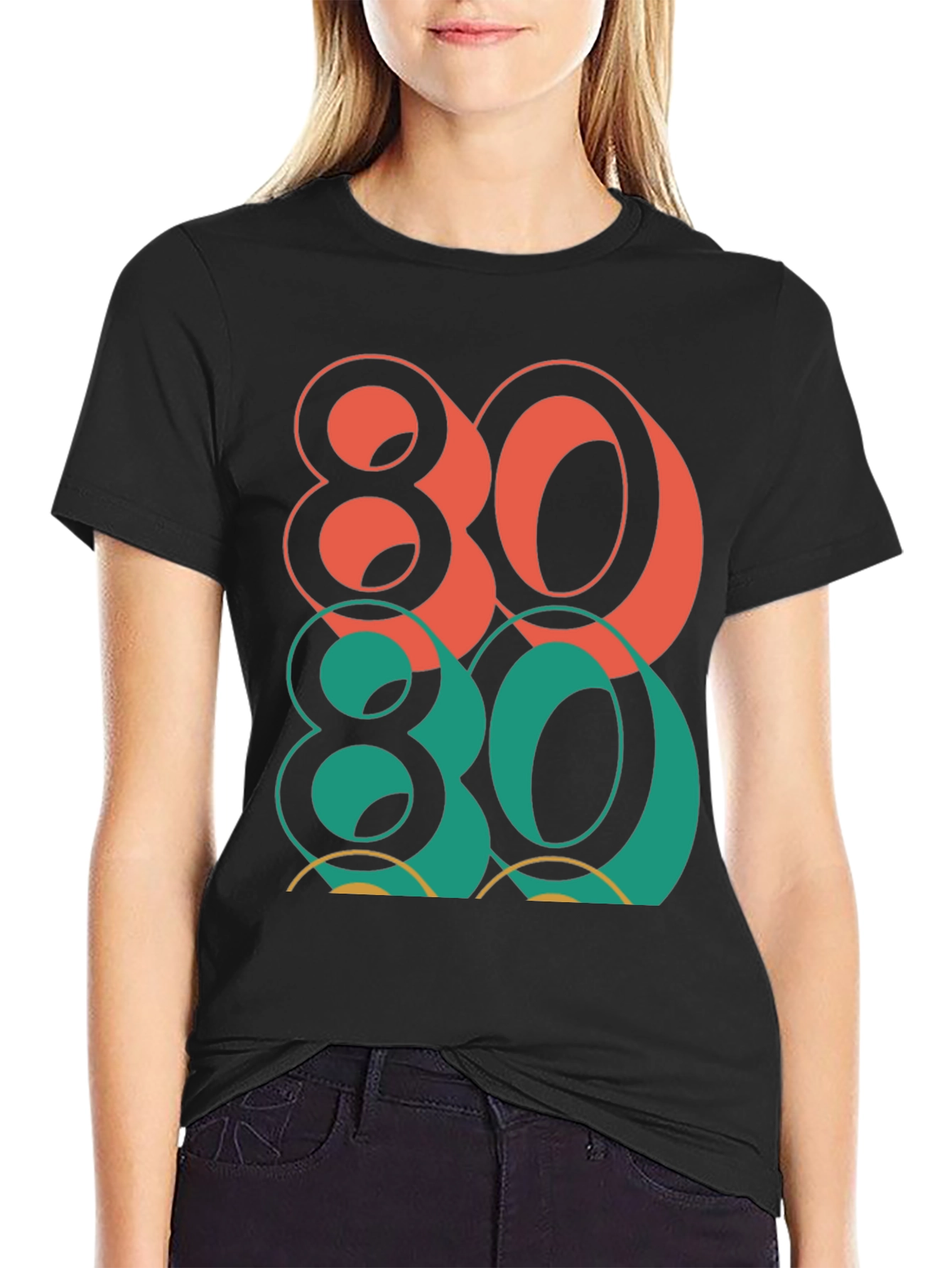 Black Retro 80's Graphic Tee - Bold Style view 2