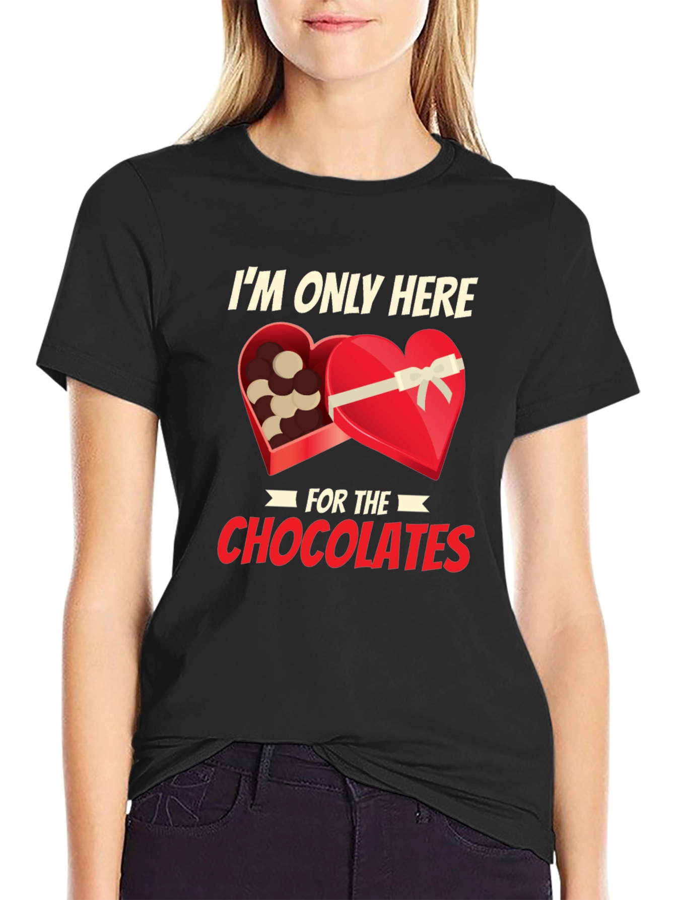 Black Chocolate Lover T-Shirt: I'm Only Here for the Chocolates view 2