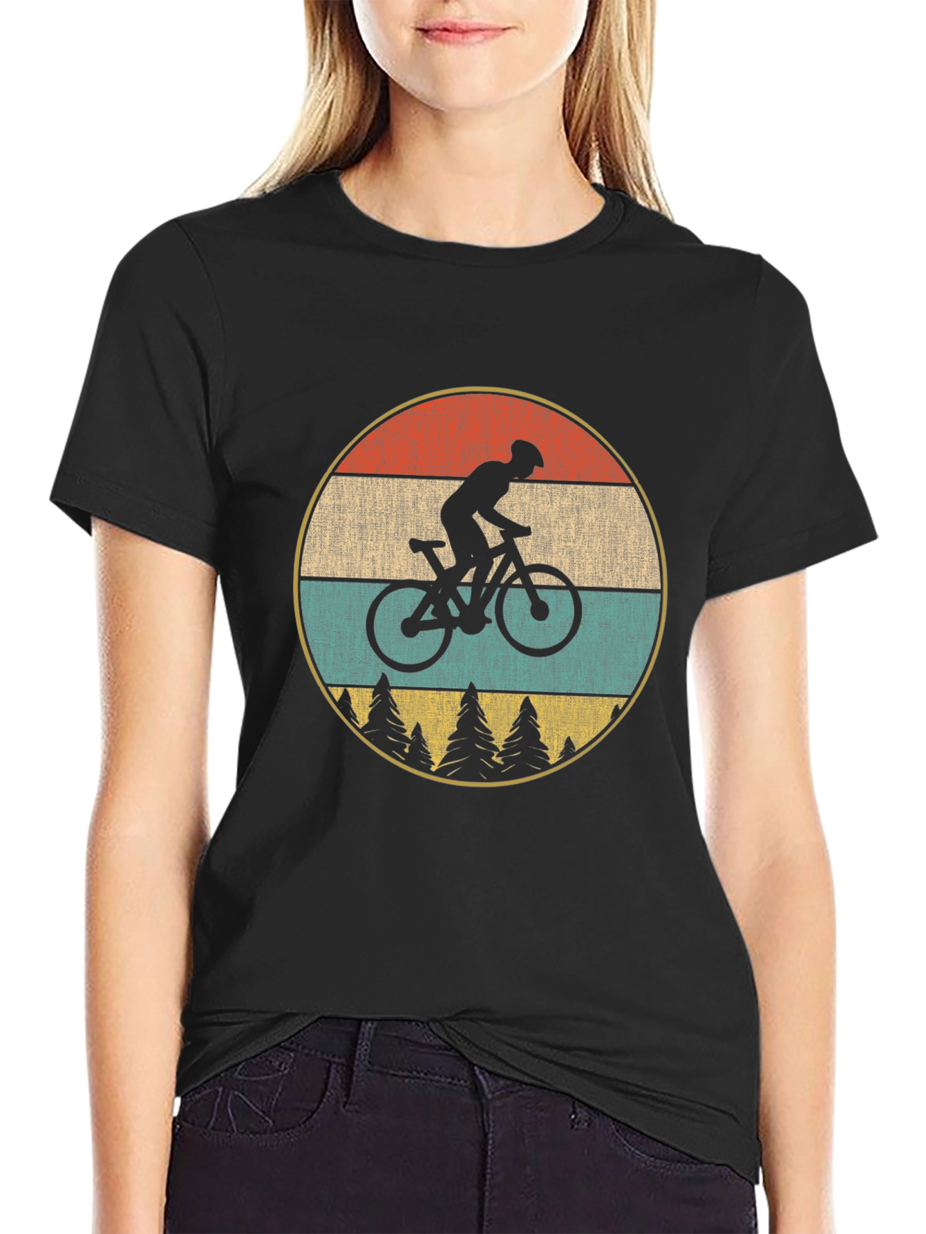 Black Retro Mountain Bike T-Shirt view 2