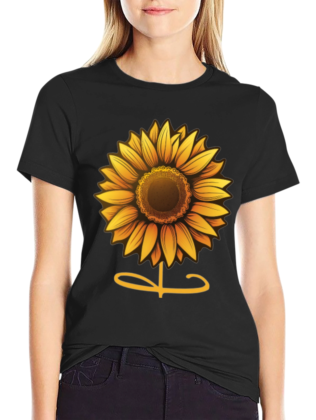 Black Sunflower Graphic Tee - Soft Cotton Comfort view 2