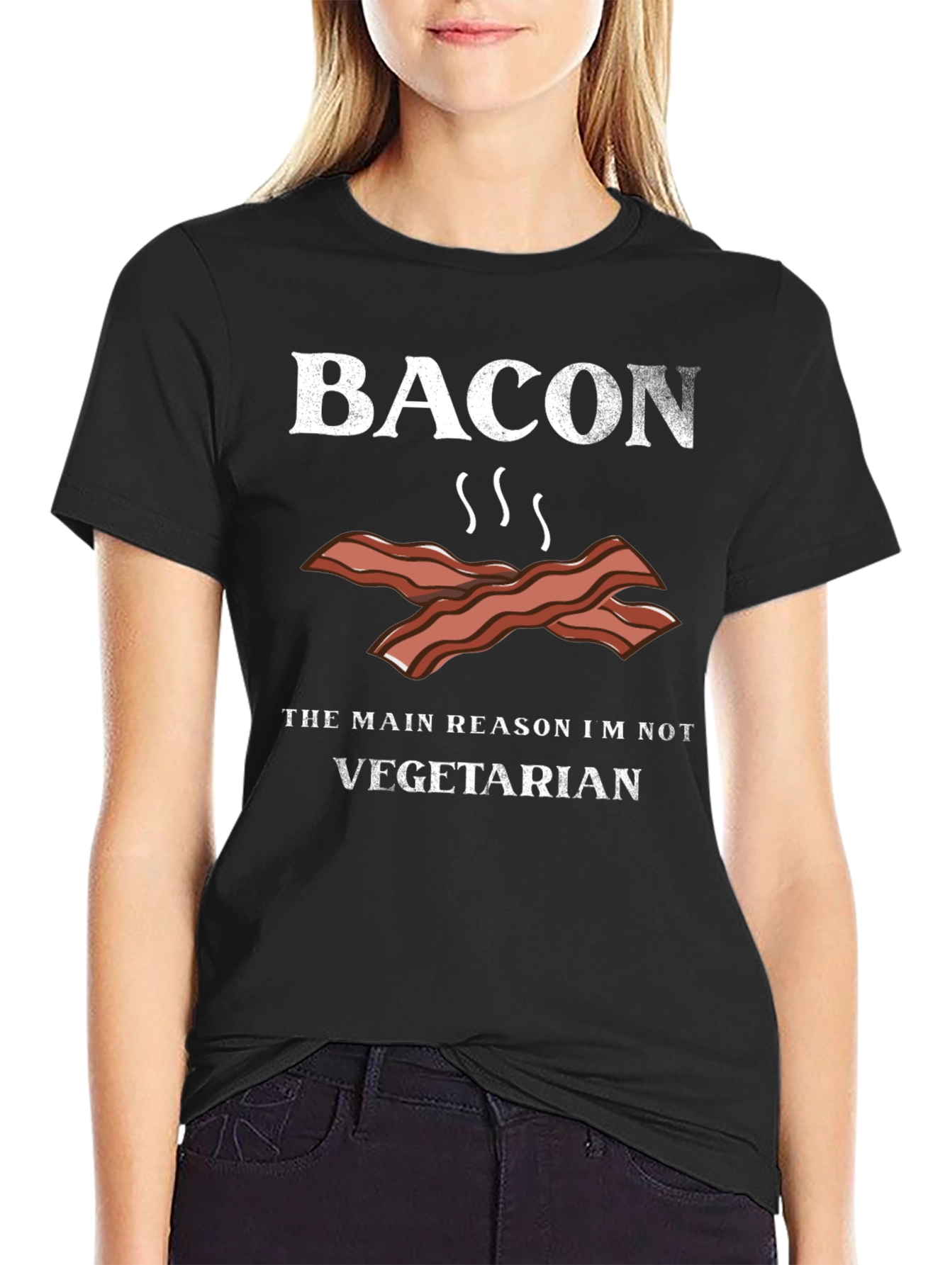 Black Bacon Lover T-Shirt: The Main Reason I'm Not Vegetarian view 2