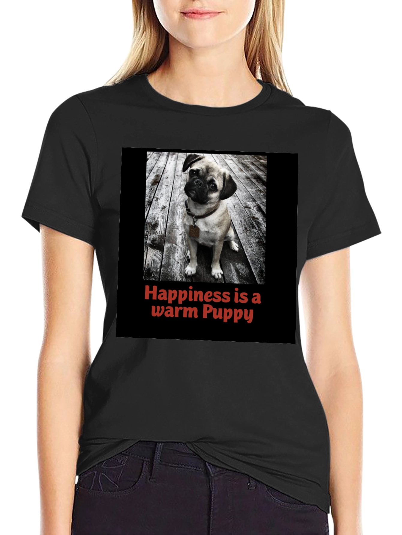 Black Happiness is a Warm Puppy T-Shirt view 2