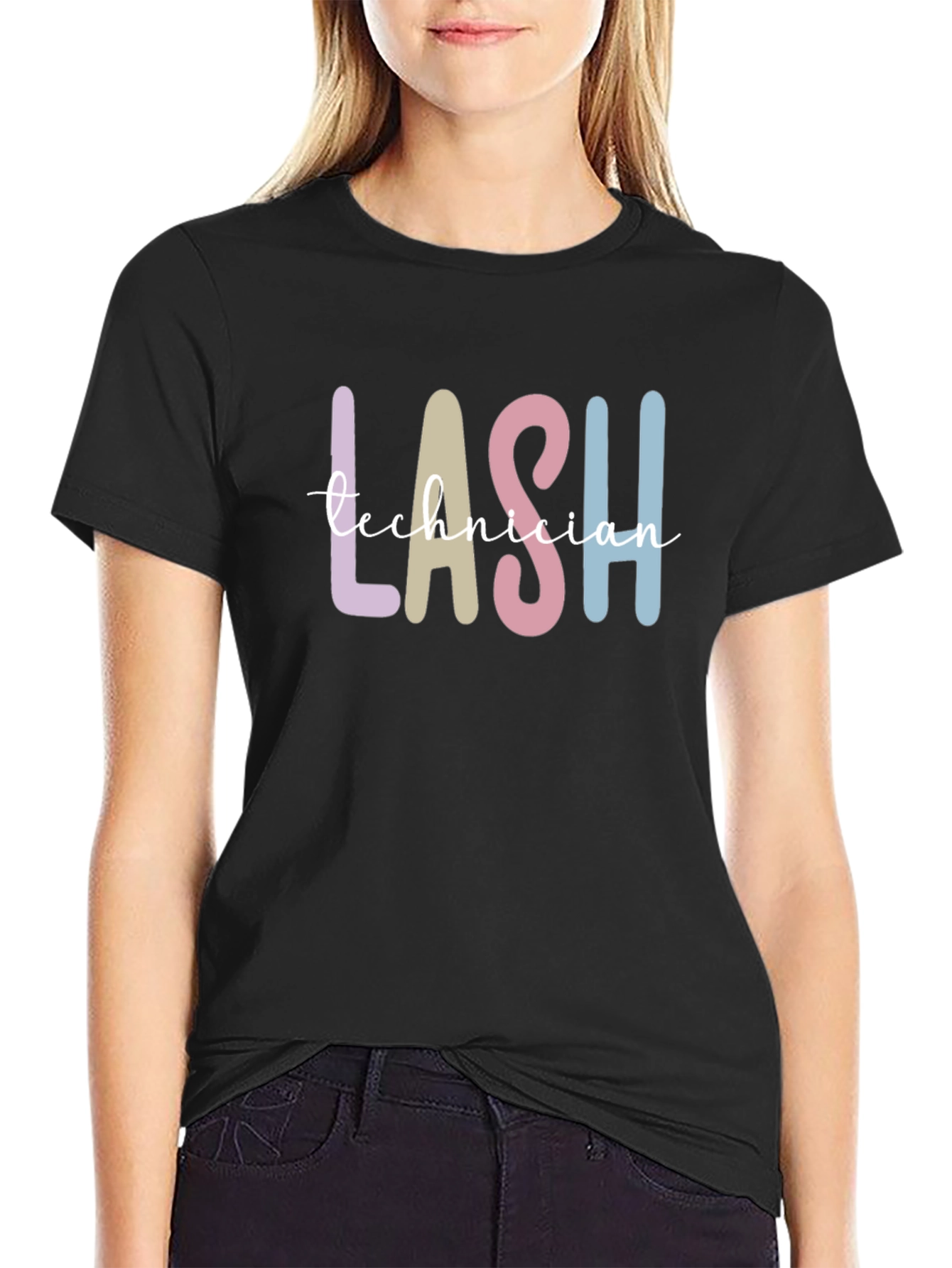 Black Lash Technician Graphic T-Shirt - Stylish Eyelash Extension Tee view 2