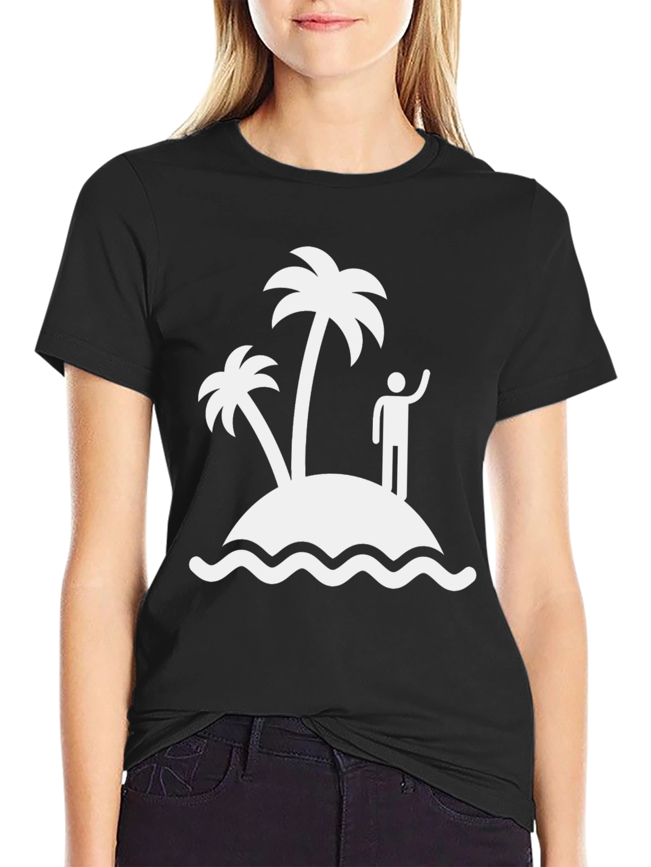 Black Island Life Tee - Tropical Palm Tree Graphic T-Shirt view 2