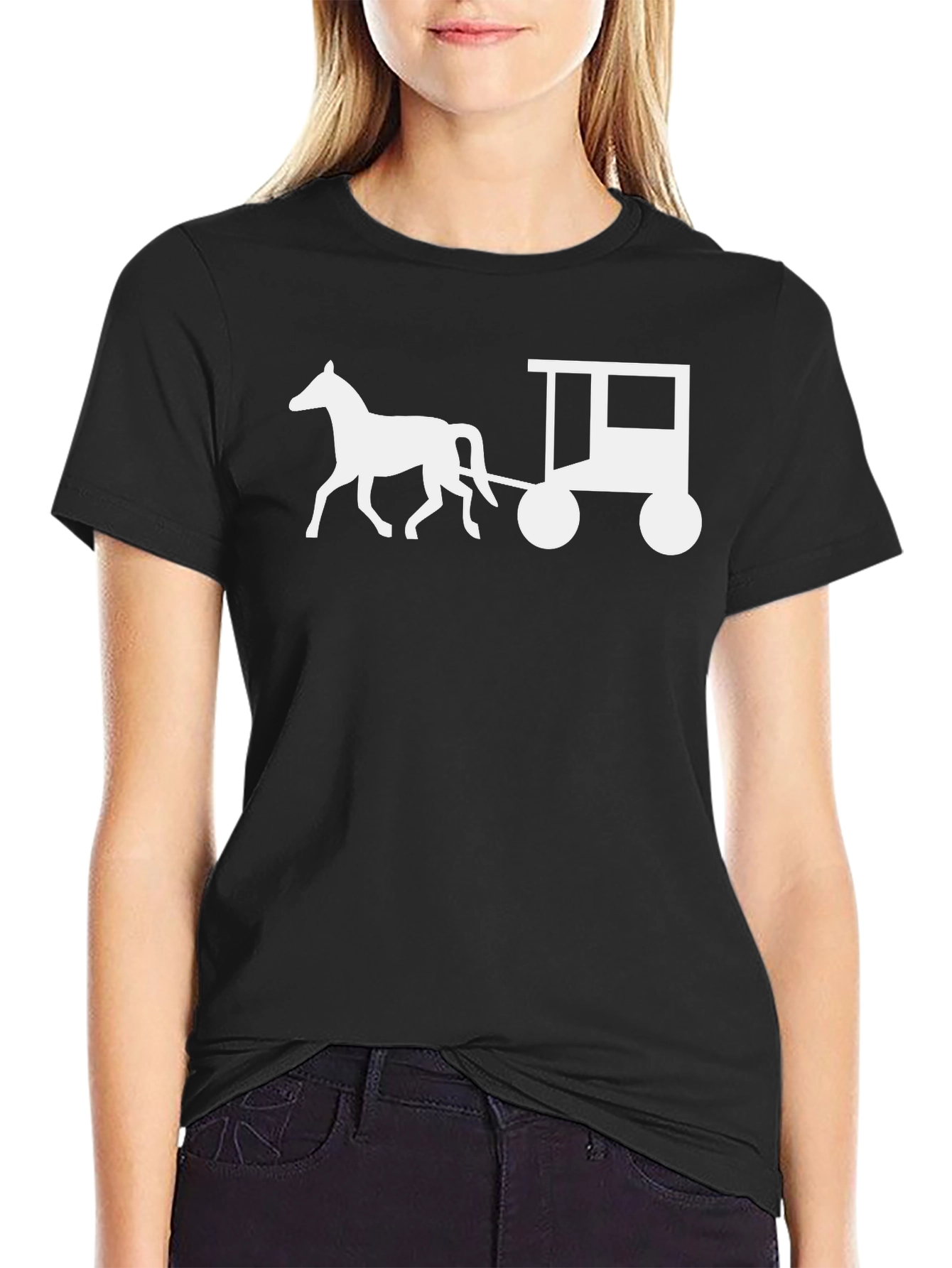 Black Horse and Cart Graphic Tee - Black view 2