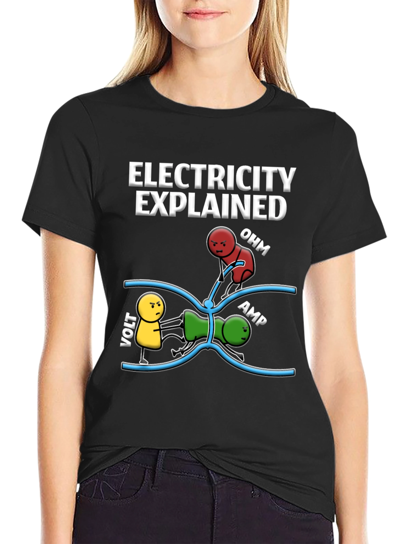 Black Electricity Explained Black Graphic T-Shirt view 2