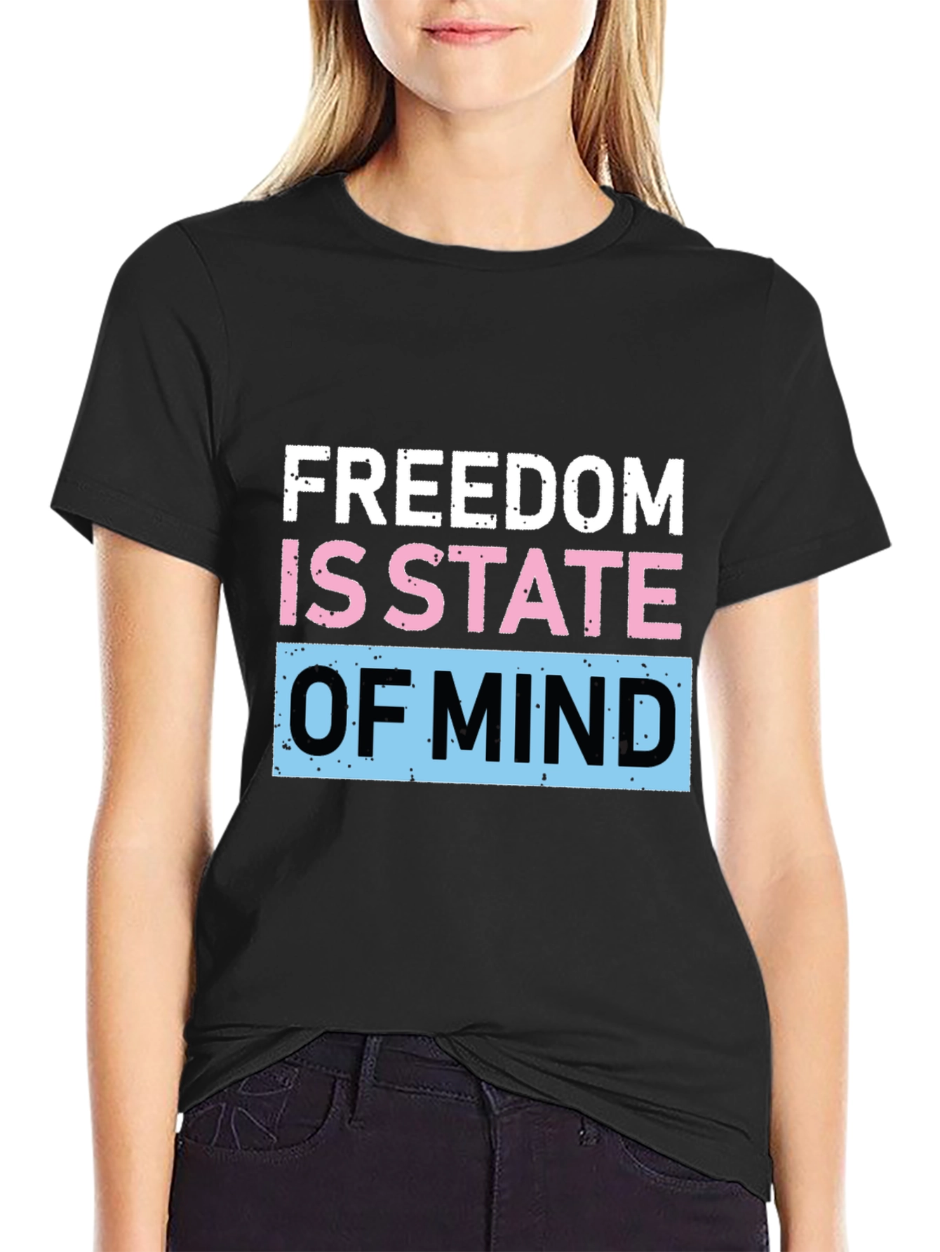 Black Freedom State of Mind Graphic T-Shirt view 2