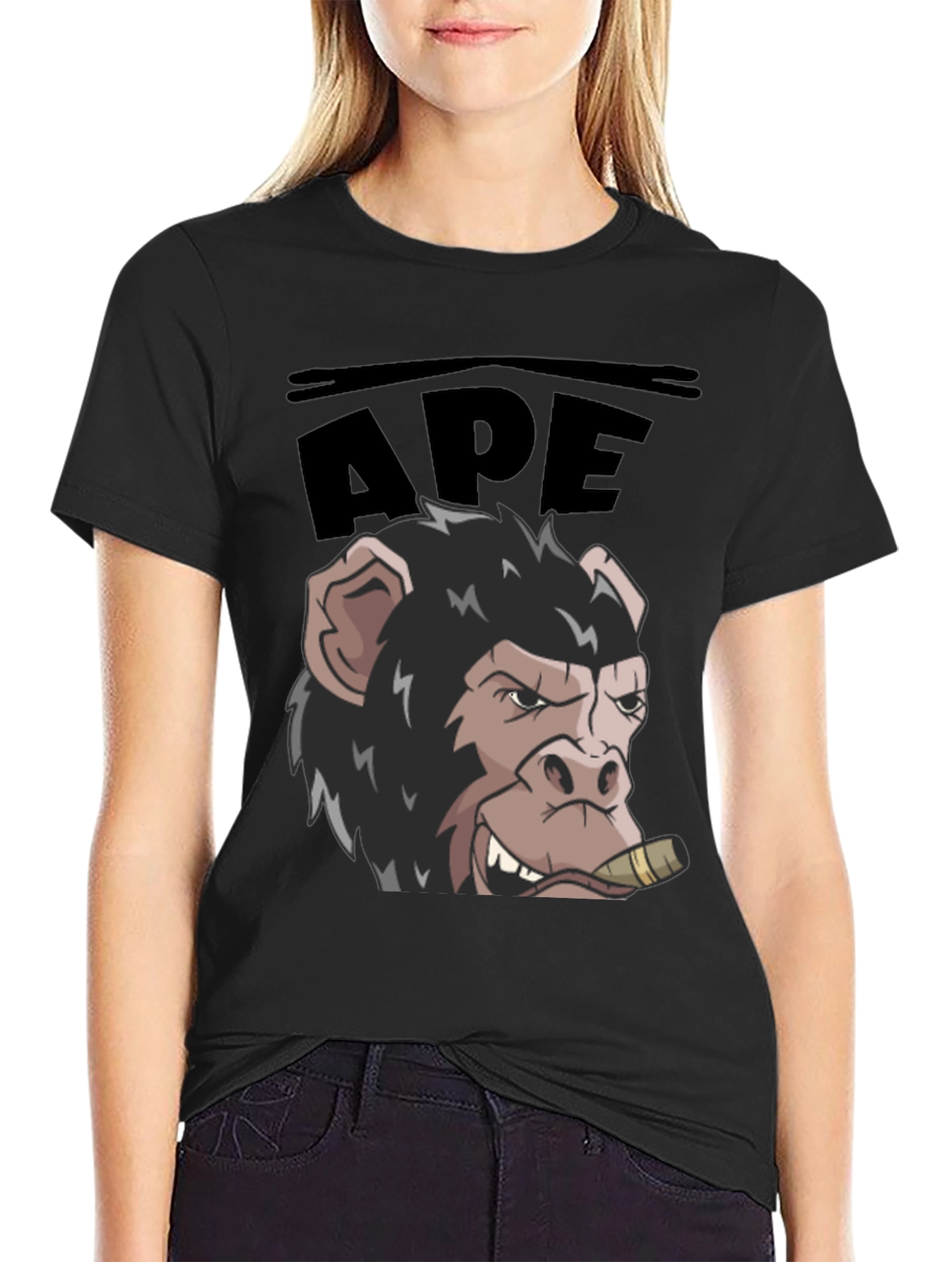 Black Ape Graphic T-Shirt - Cool Cartoon Design view 2