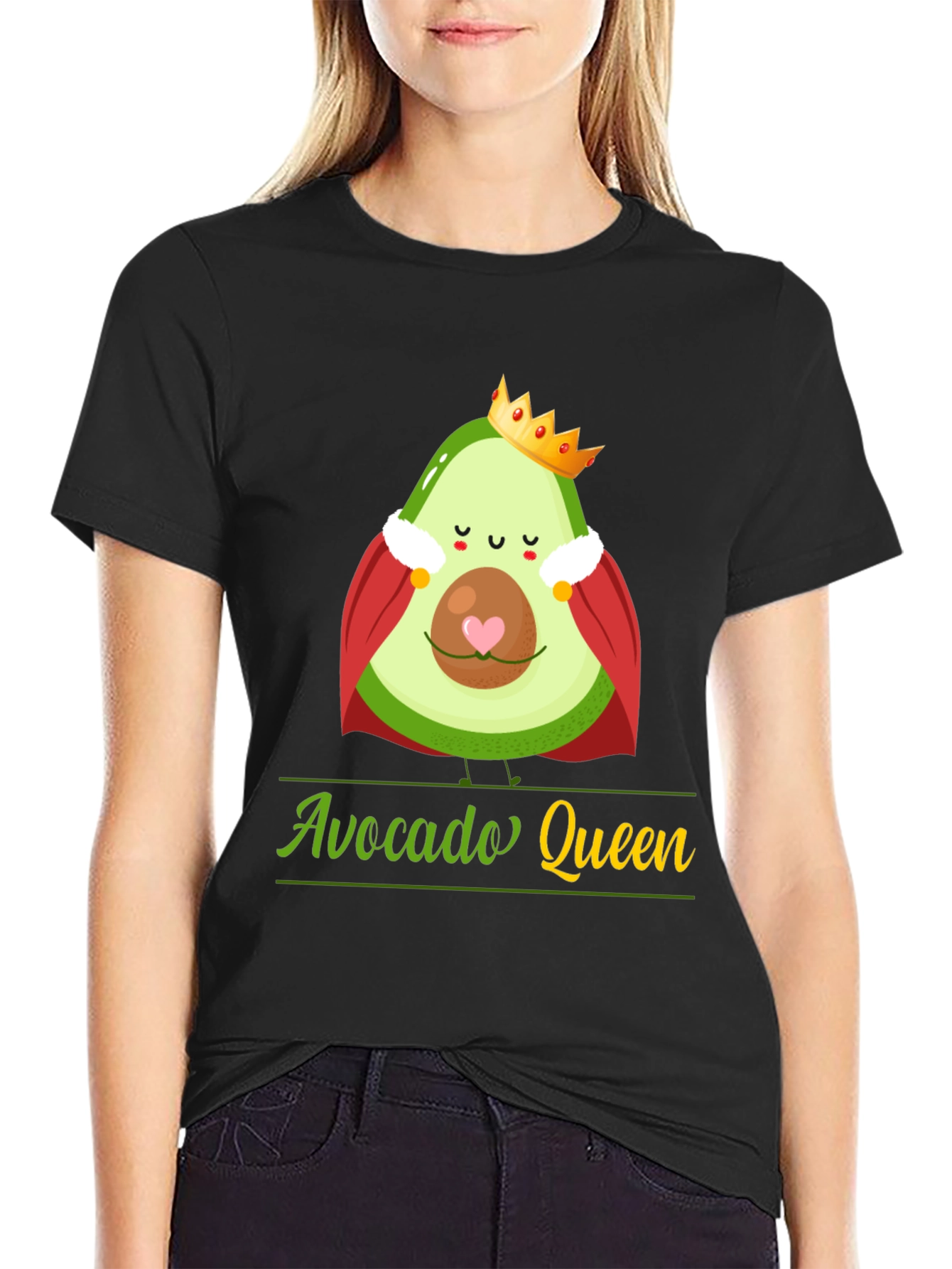 Black Avocado Queen T-Shirt - Funny Fruit Tee view 2