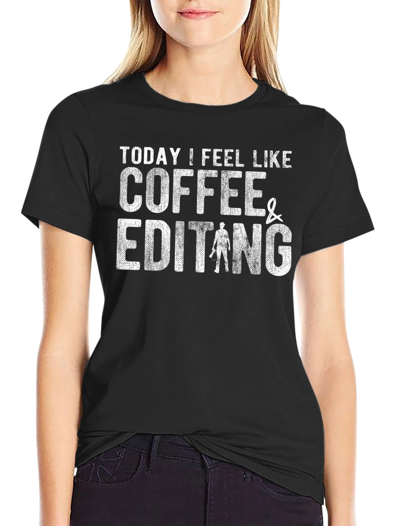 Black Coffee & Editing T-Shirt Funny Editor Tee view 2