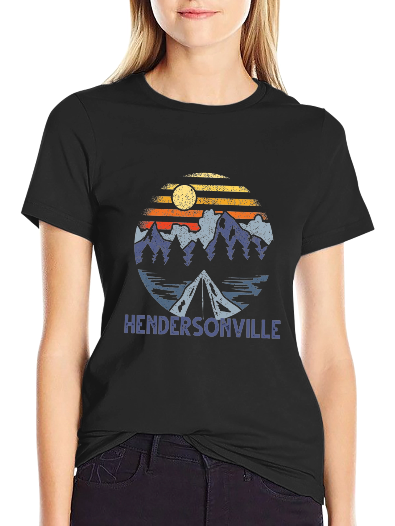 Black Hendersonville Camping Adventure T-Shirt view 2