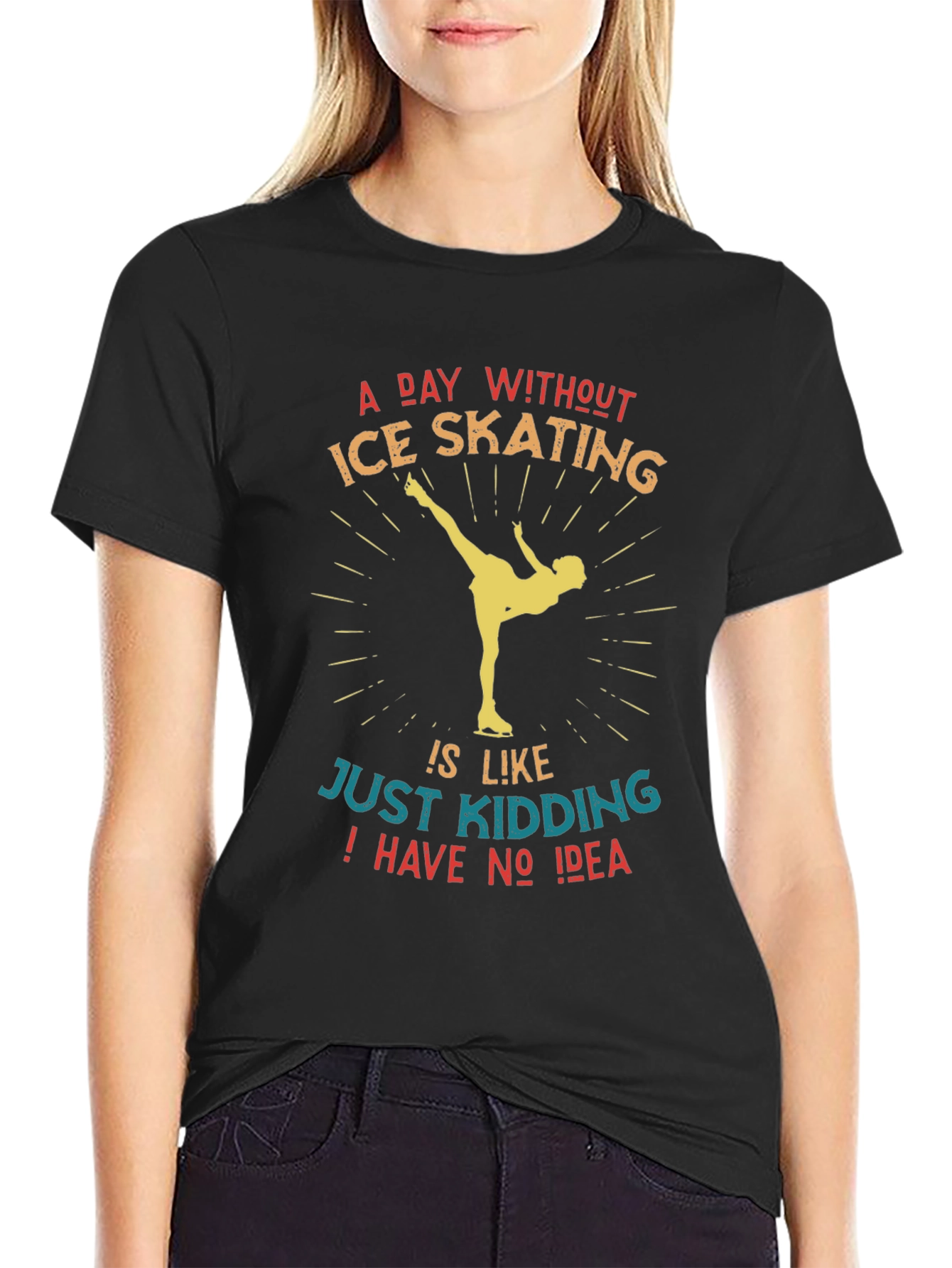 Black Ice Skating Graphic Tee - Funny Skater Shirt view 2