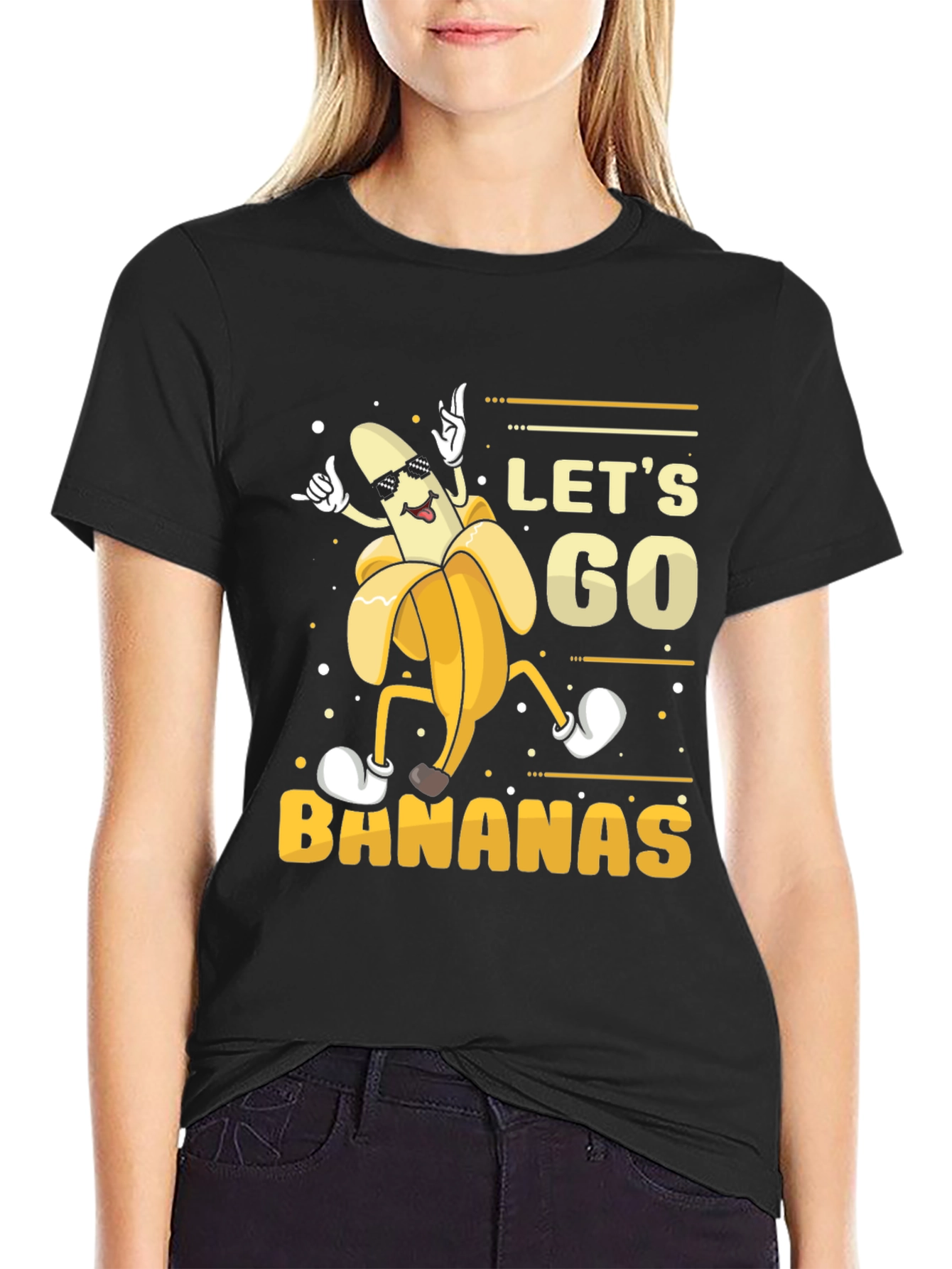 Black Let's Go Bananas! Graphic Tee view 2