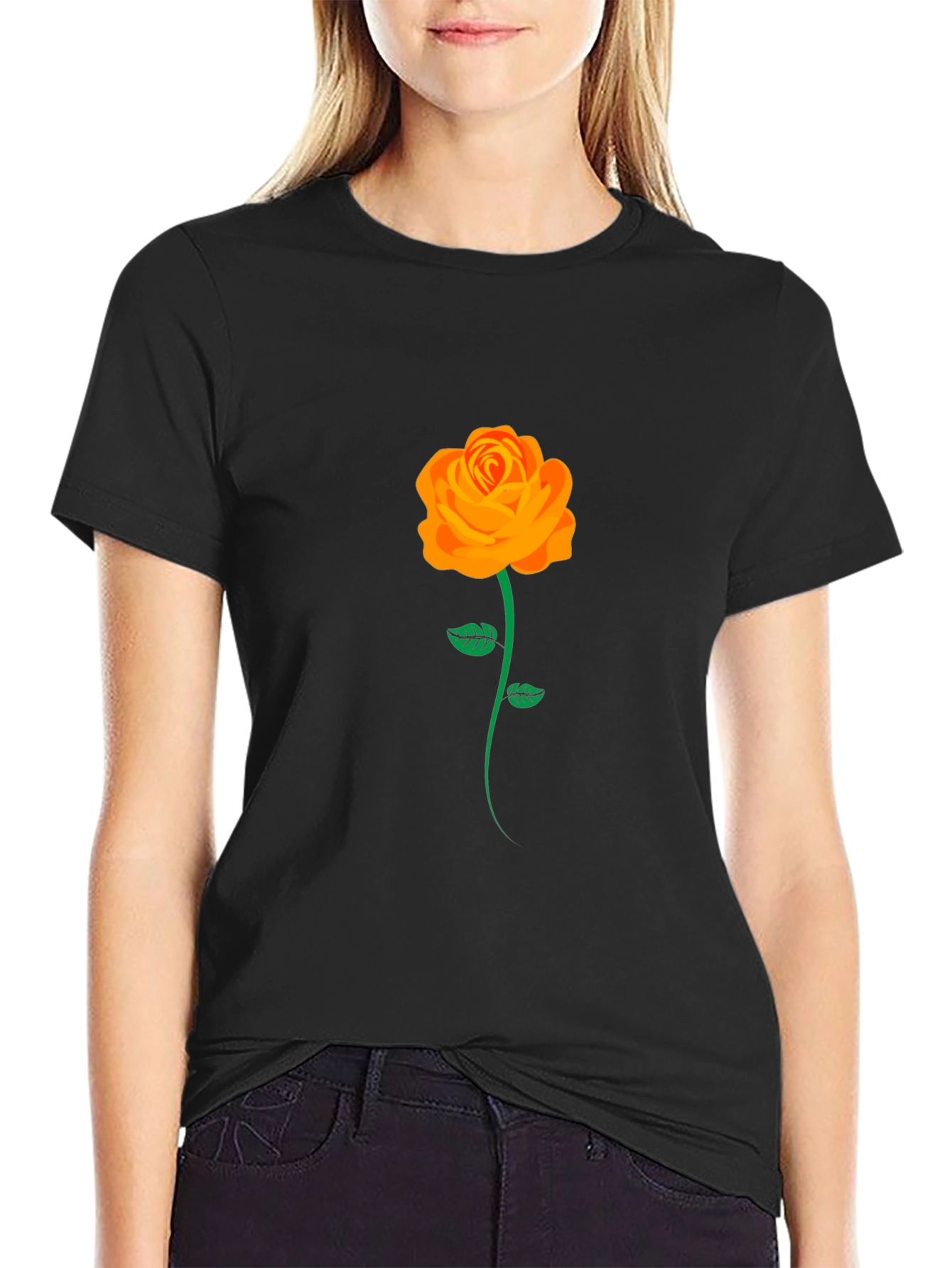 Black Rose Graphic Black T-Shirt view 2