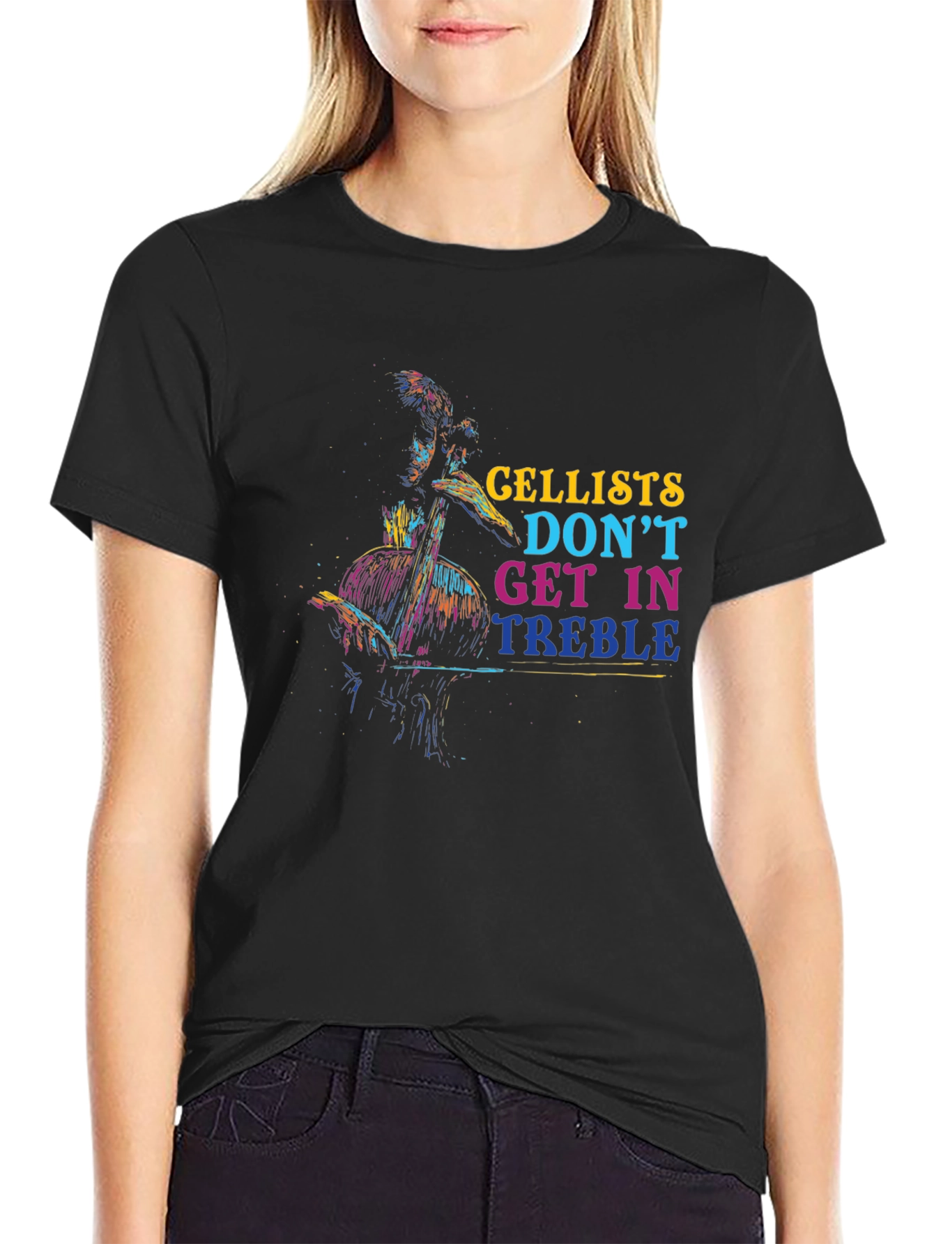 Black Cellist Pun T-Shirt view 2