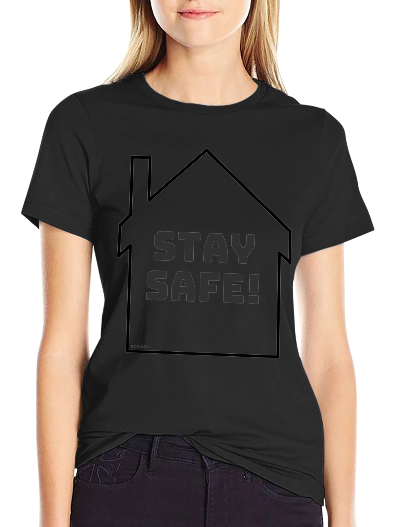 Black Stay Safe Home T-Shirt - Unisex Casual Tee view 2