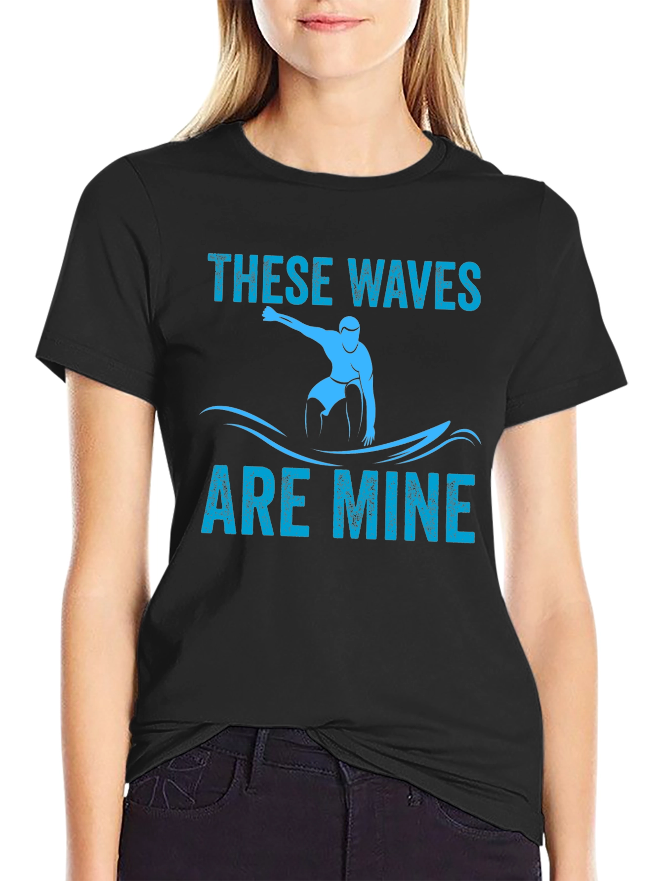 Black These Waves Are Mine Graphic T-Shirt view 2