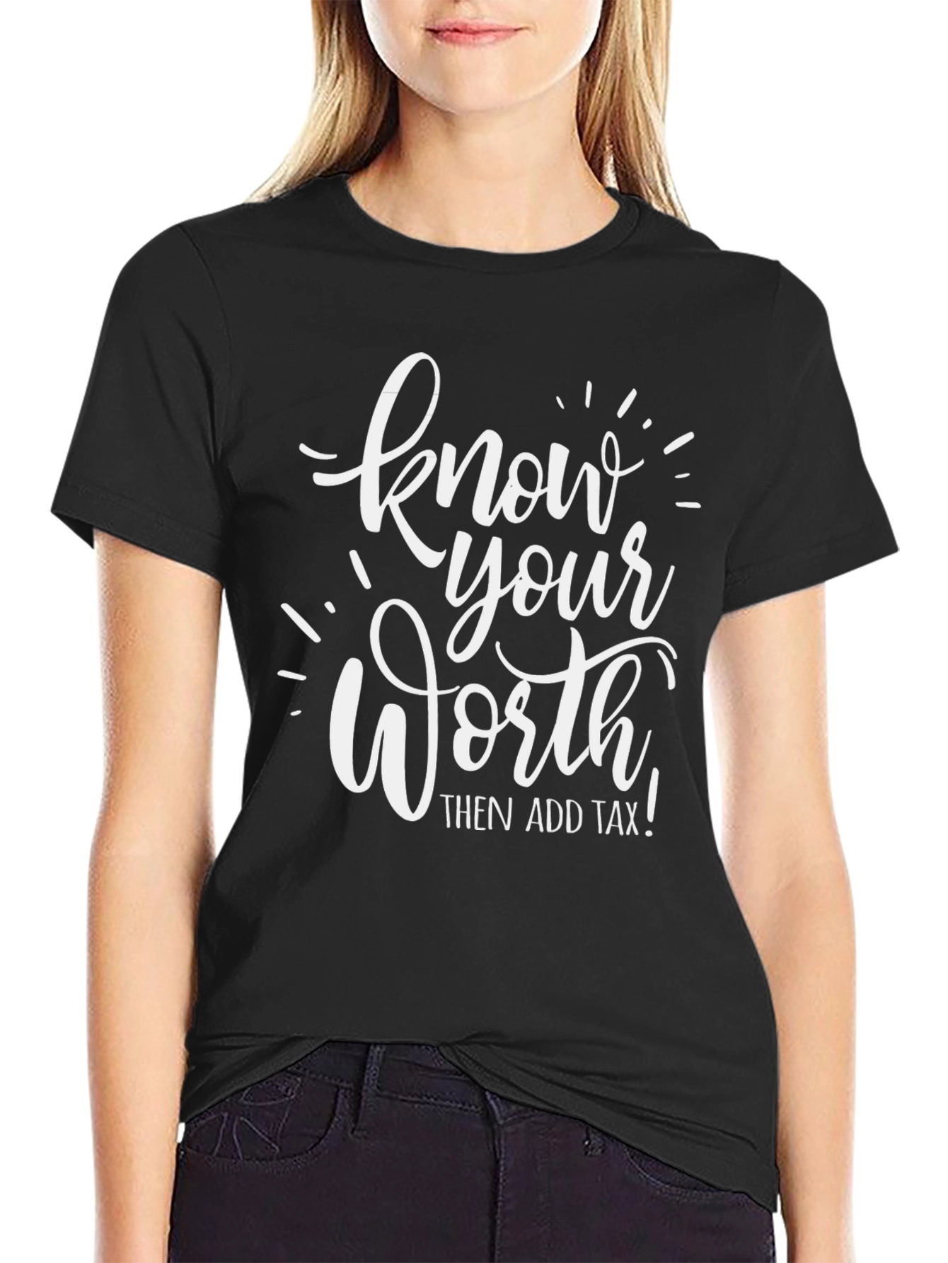 Black Know Your Worth T-Shirt view 2
