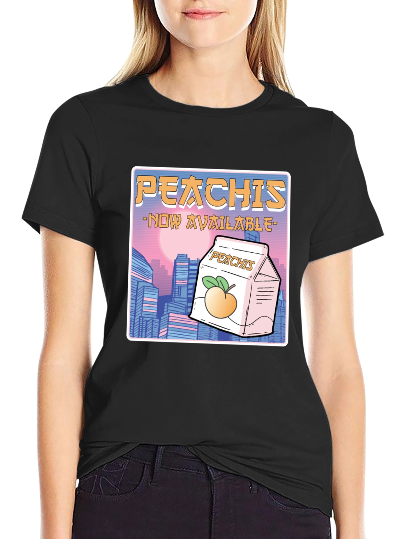 Black Peachis T-Shirt: Retro Anime Drink Tee view 2