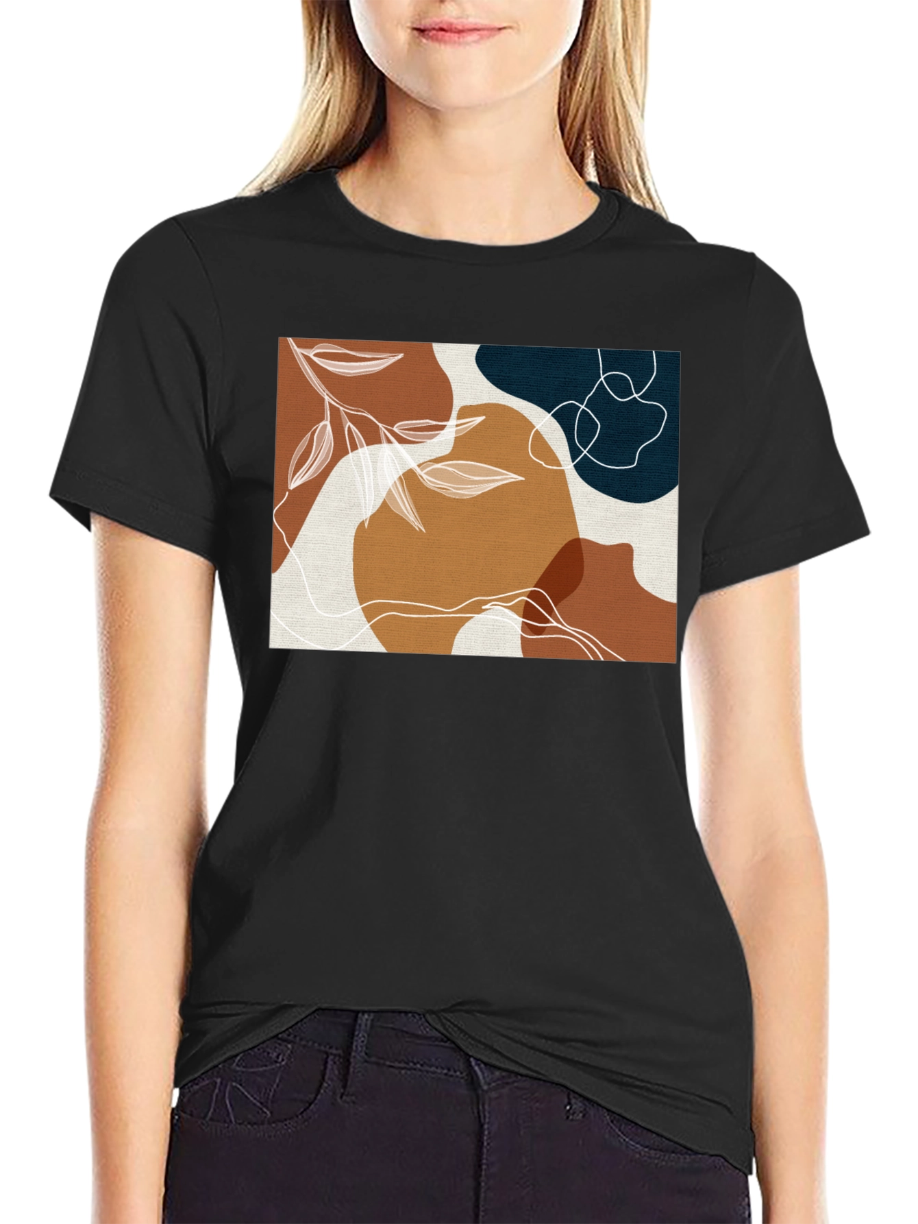 Black Abstract Art Graphic Tee - Modern Design view 2