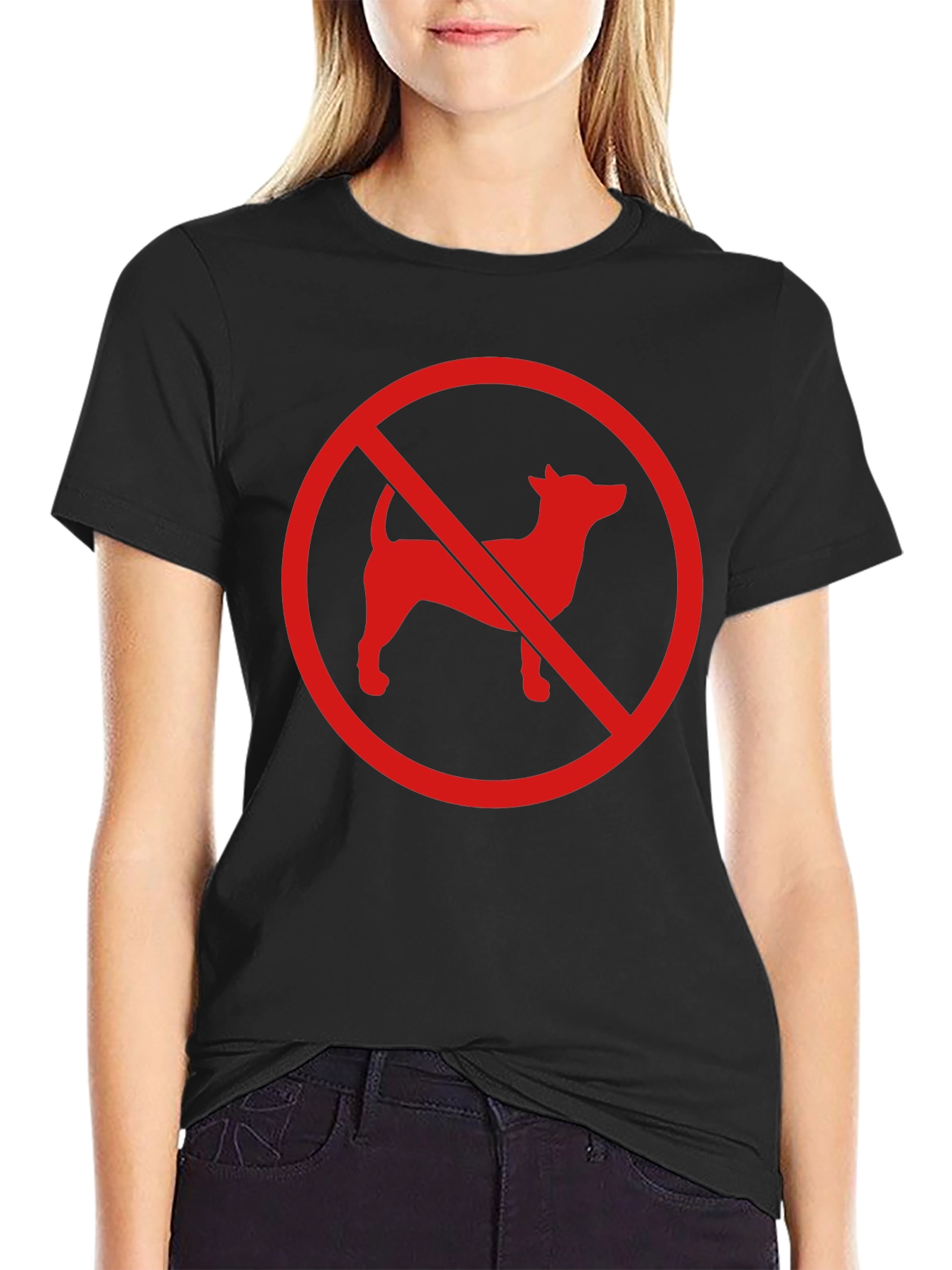 Black No Dogs Allowed Graphic Tee - Black Cotton Blend view 2