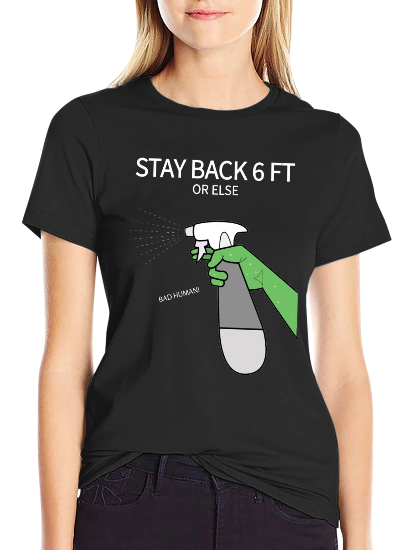 Black Stay Back 6ft Novelty Graphic T-Shirt view 2