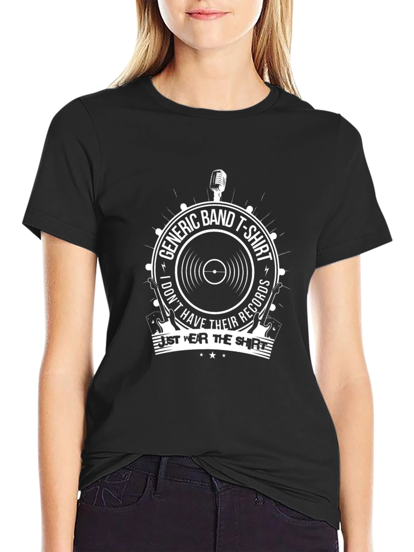 Black Generic Band T-Shirt - I Just Wear the Shirt view 2