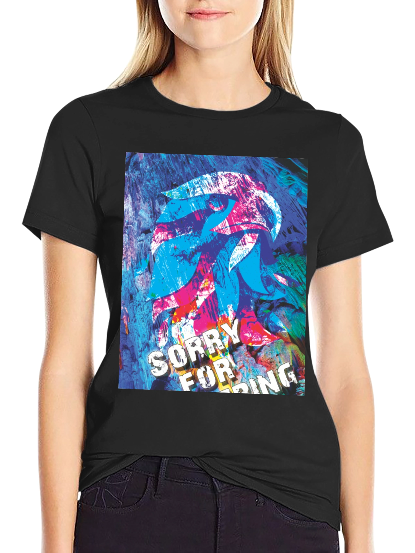 Black Abstract Graphic Tee - Sorry For Being Awesome view 2