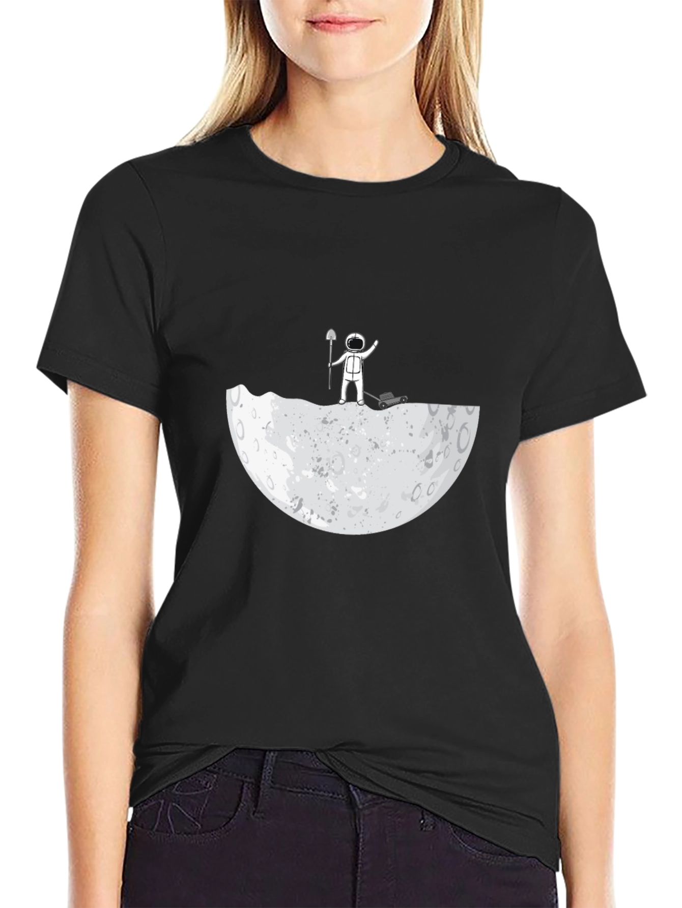 Black Astronaut Moon Landscaping T-Shirt view 2