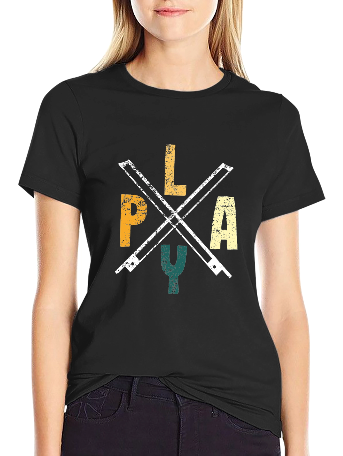 Black PLAY Airport Code Tee - Vintage Style view 2