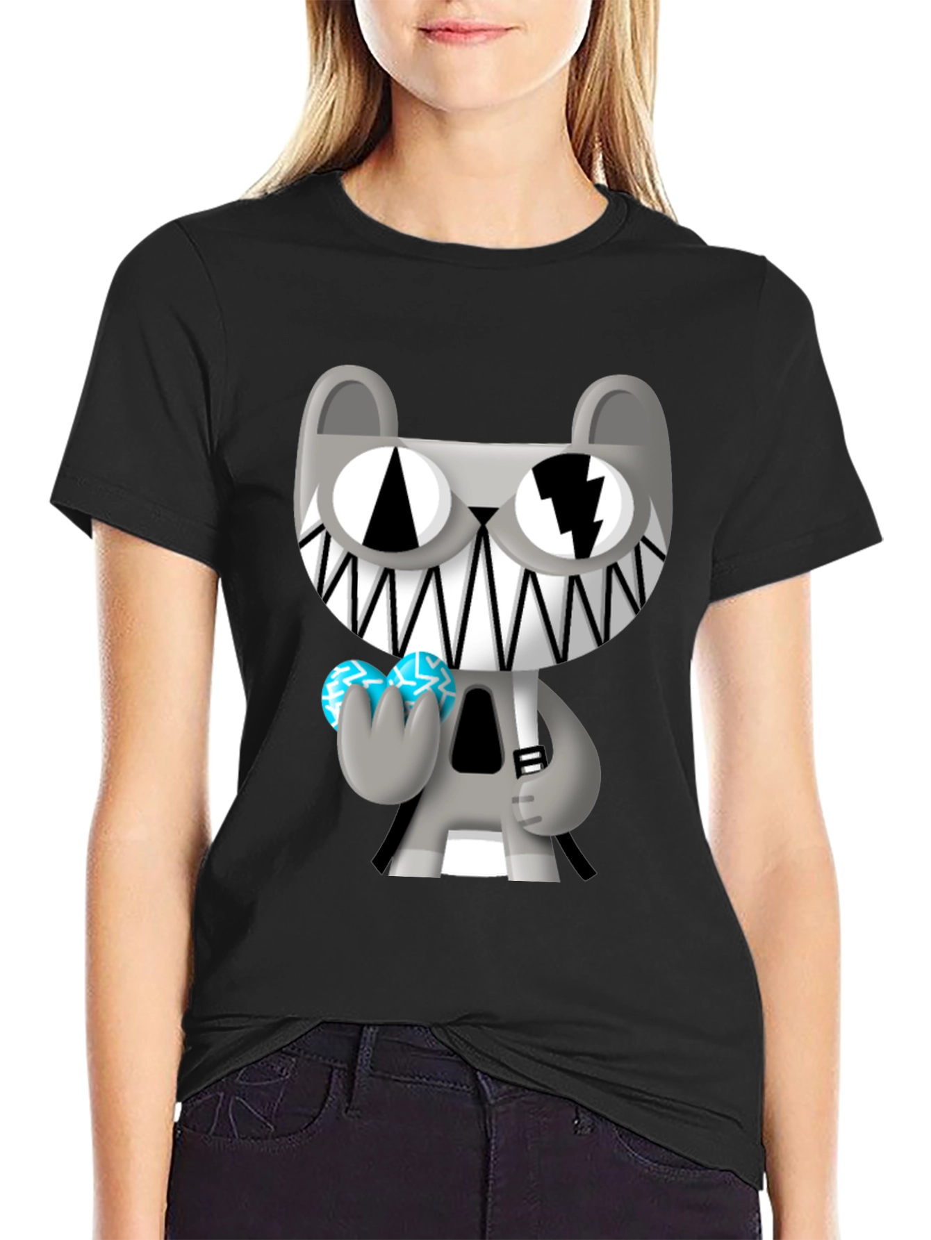 Black Cartoon Character Graphic T-Shirt view 2