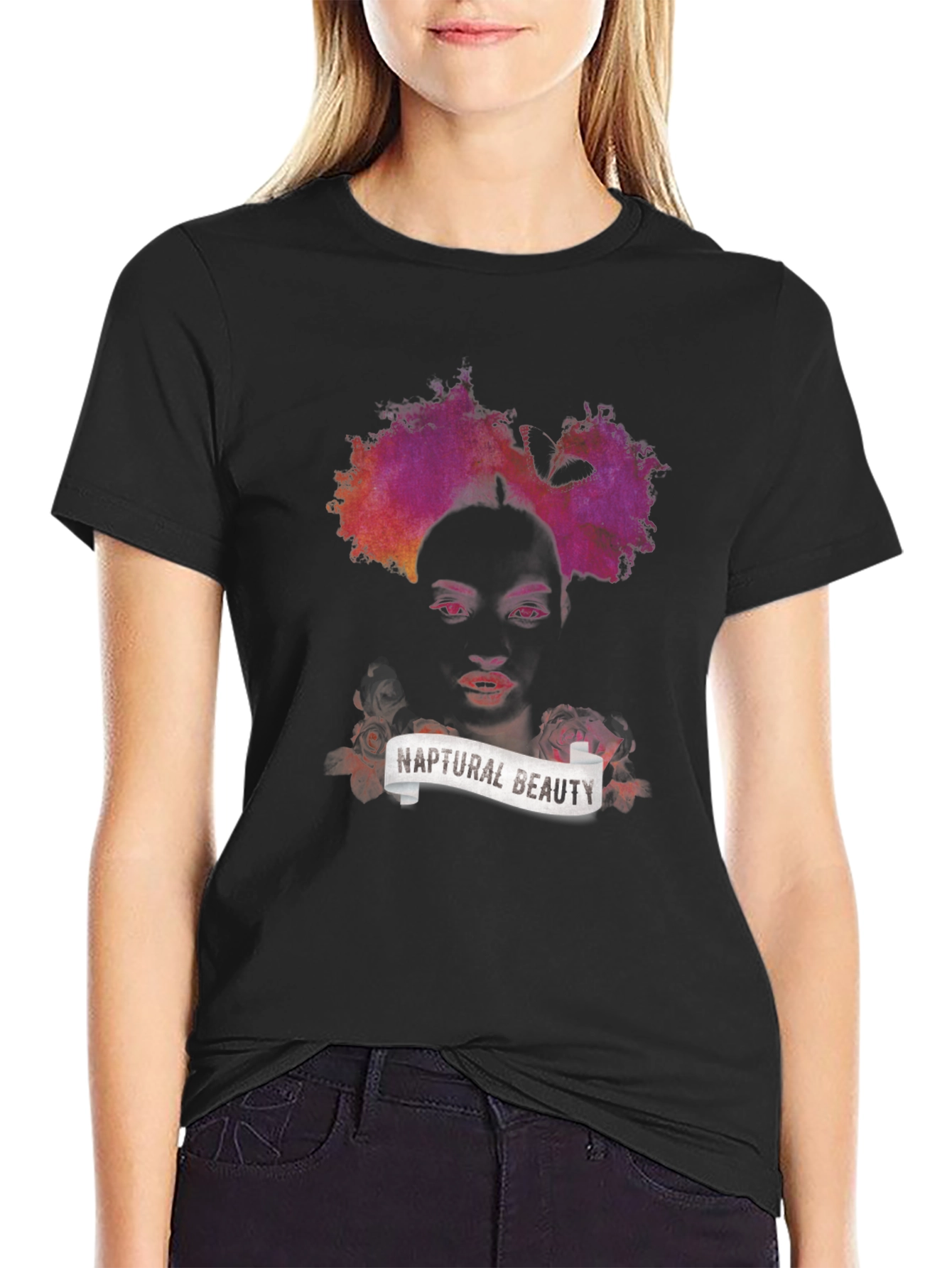Black Naptural Beauty Graphic Tee - Black Unisex T-Shirt view 2