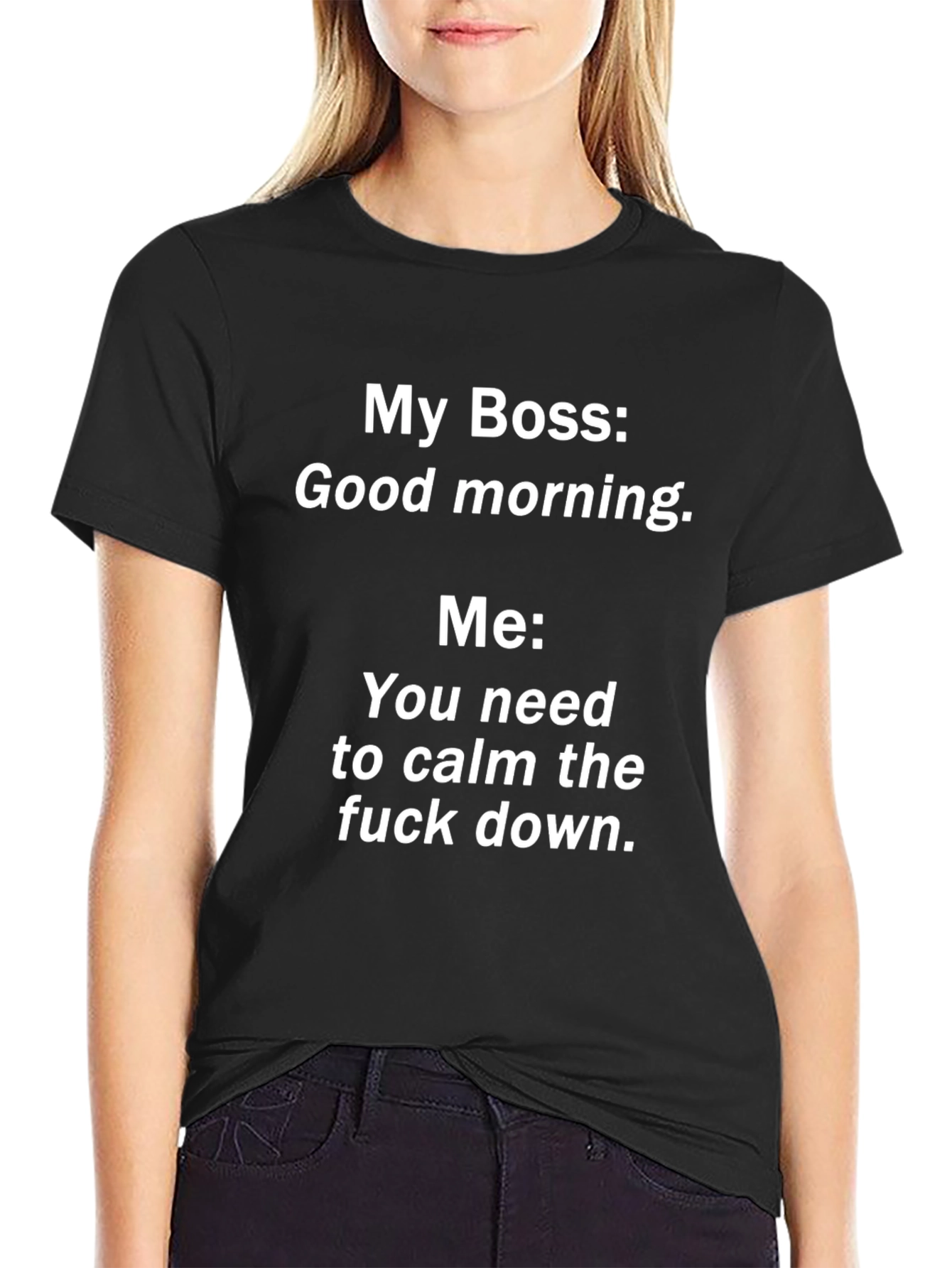 Black Funny 'My Boss' Graphic T-Shirt view 2